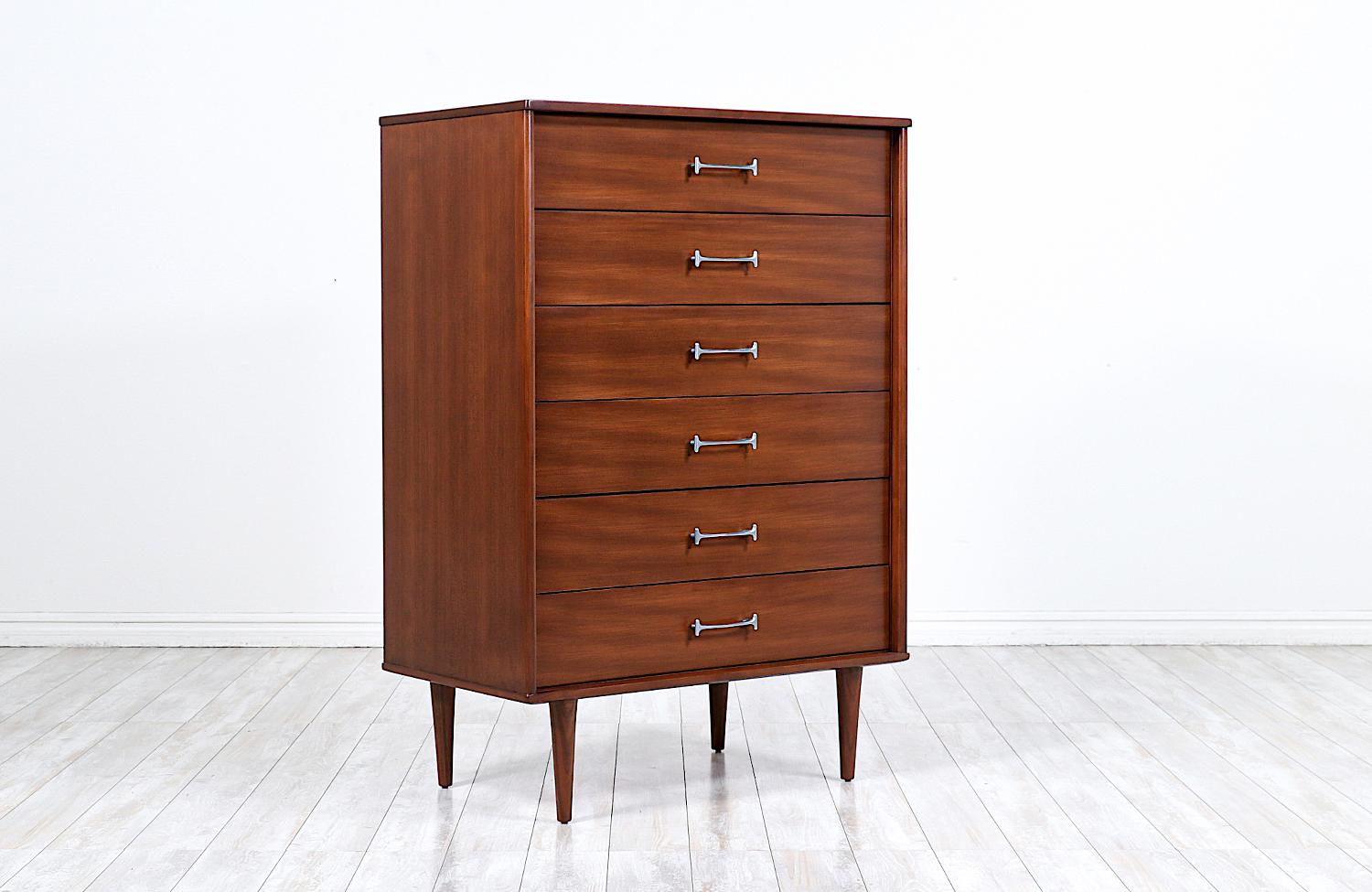Chest of drawers with chrome handles by Drexel, from the New Today's Living Collection.

________________________________________________________________

Transforming a piece of Mid-Century Modern furniture is like bringing history back to life,