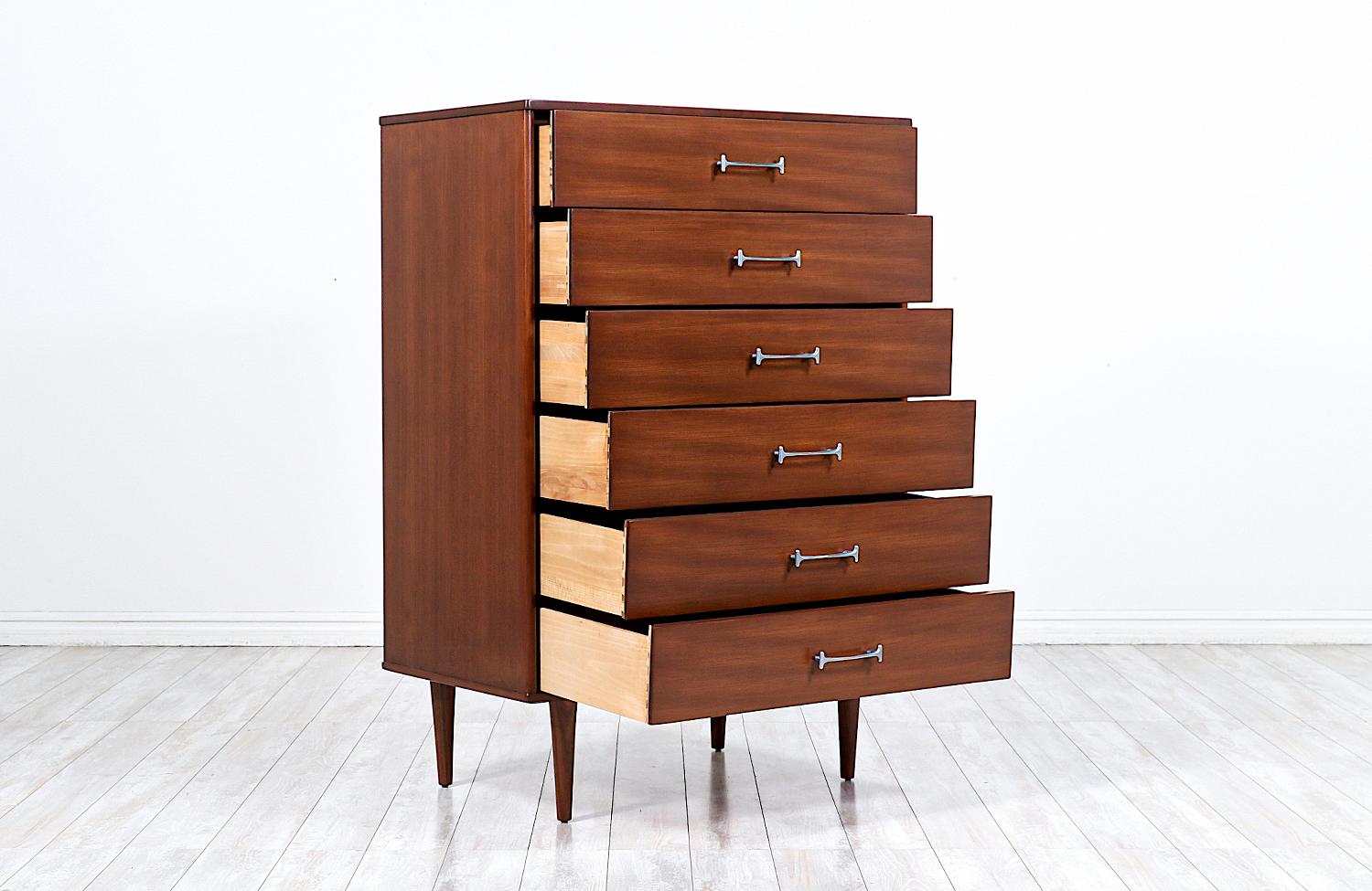 Mid-Century Modern Expertly Restored - Chest of Drawers with Chrome Handles by Drexel For Sale