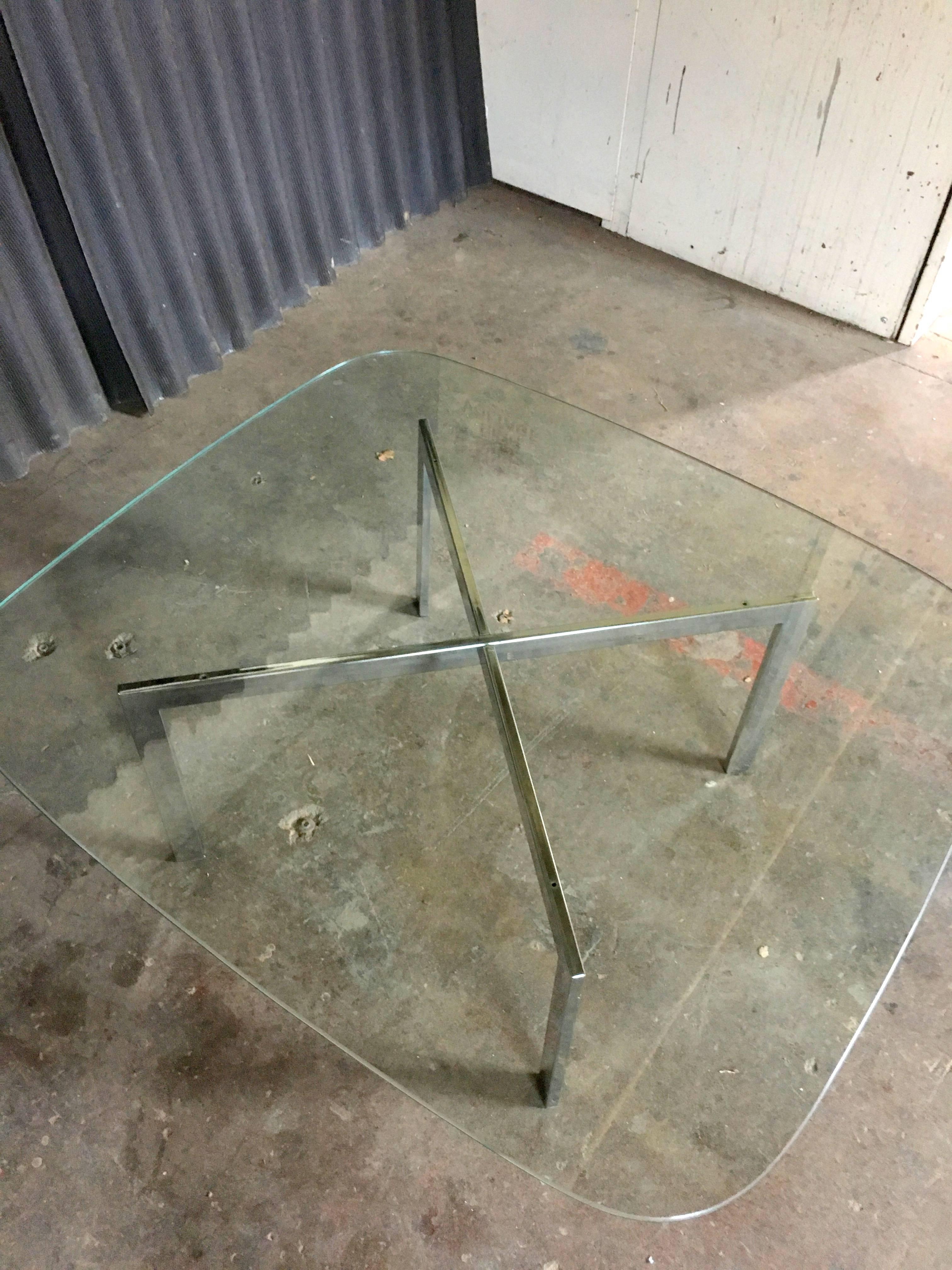 Chrome and Glass Cocktail Table in the style of Mies Van Der Rohe 3