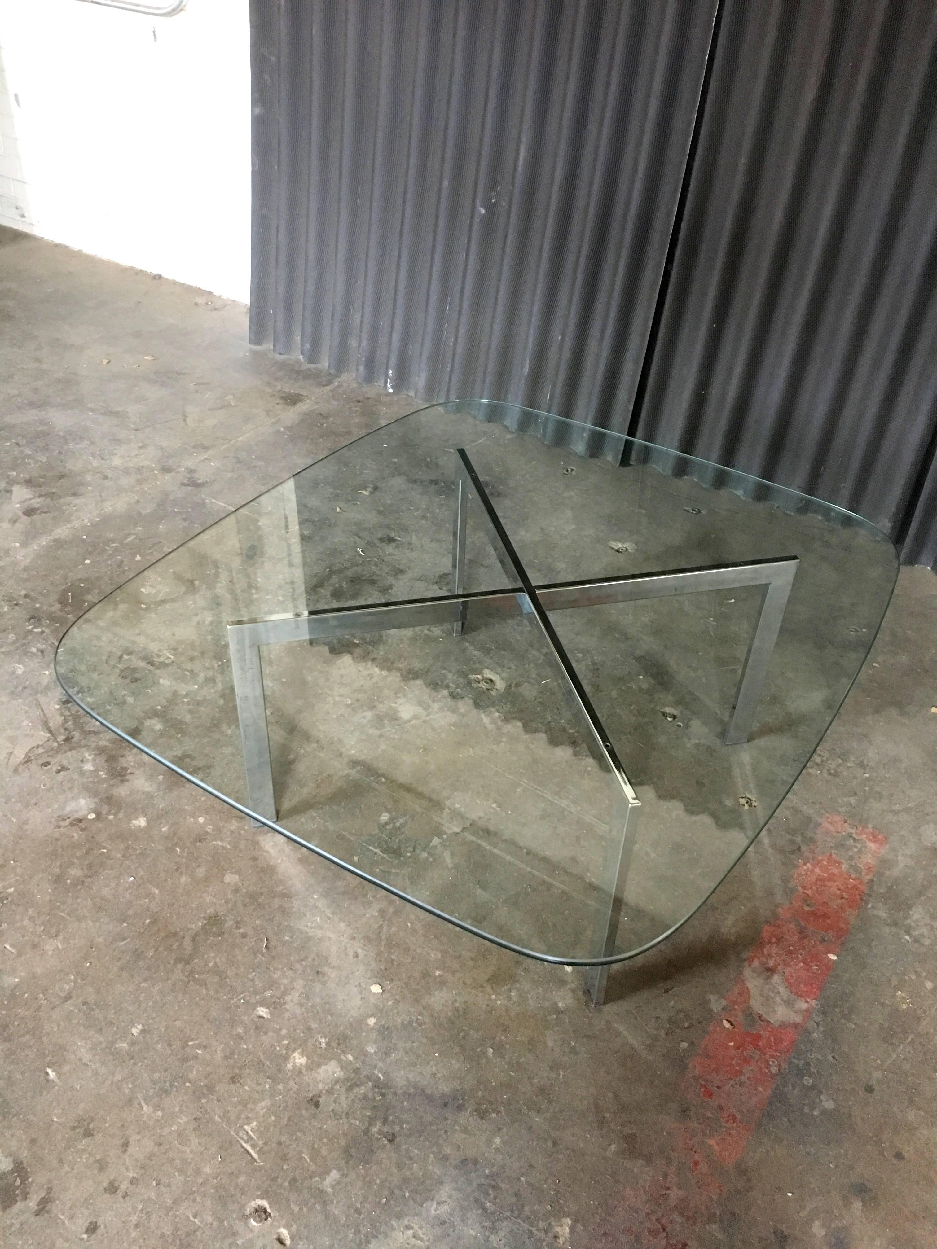 Chrome and Glass Cocktail Table in the style of Mies Van Der Rohe 2