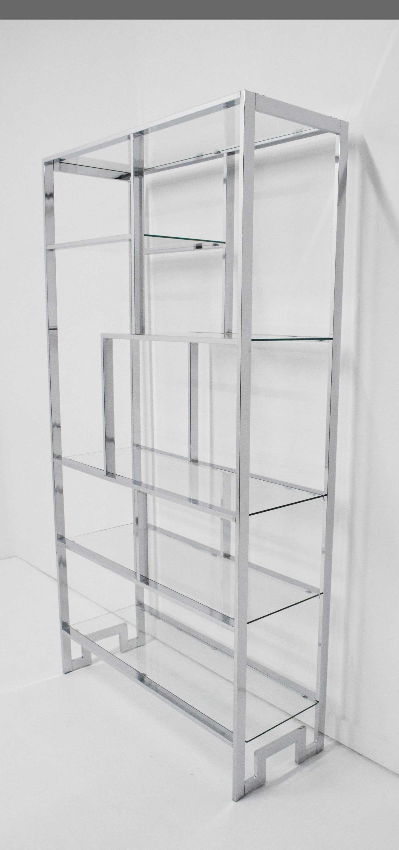 chrome and glass etagere