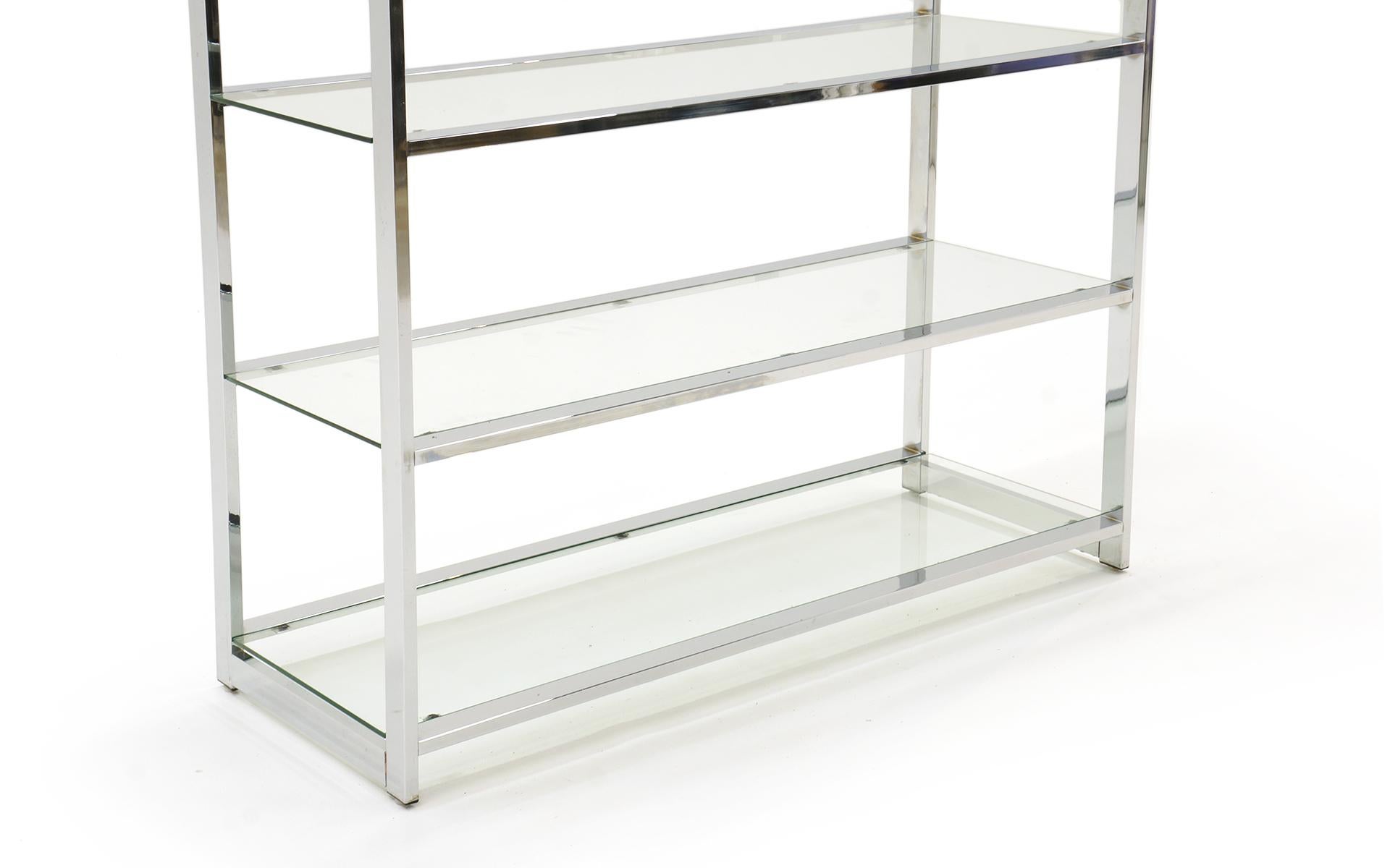 chrome and glass shelving unit