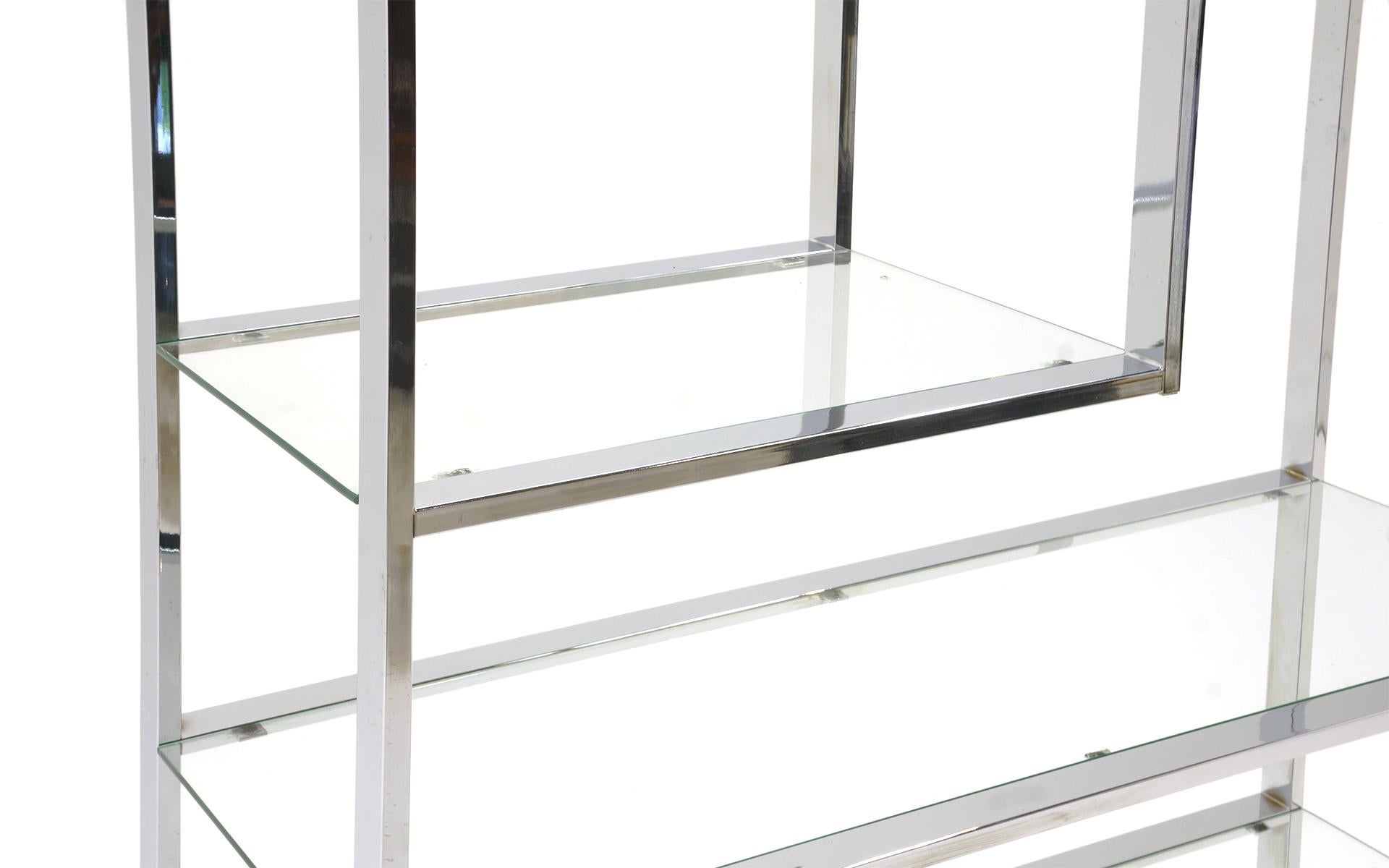 chrome bookcase glass shelves