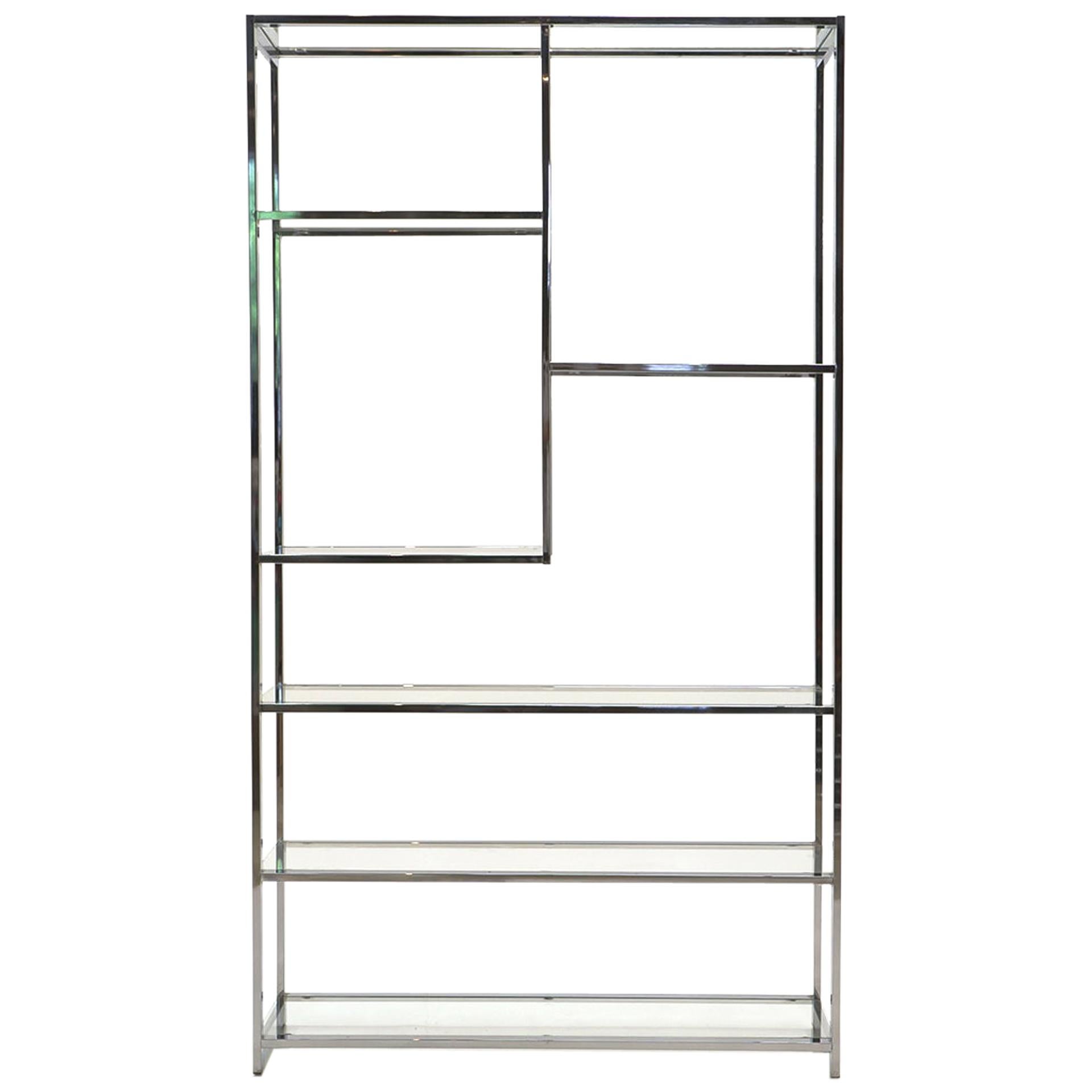 Chrome and Glass Étagère or Shelving or Display