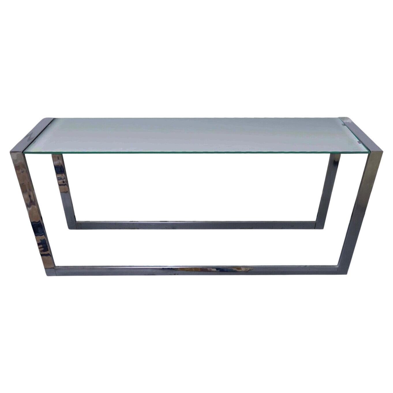 Milo Baughman Table console rectangulaire en verre et chrome Contemporary Modernity