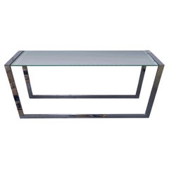 Retro Milo Baughman Chrome and Glass Rectangle Console Table Contemporary Modern