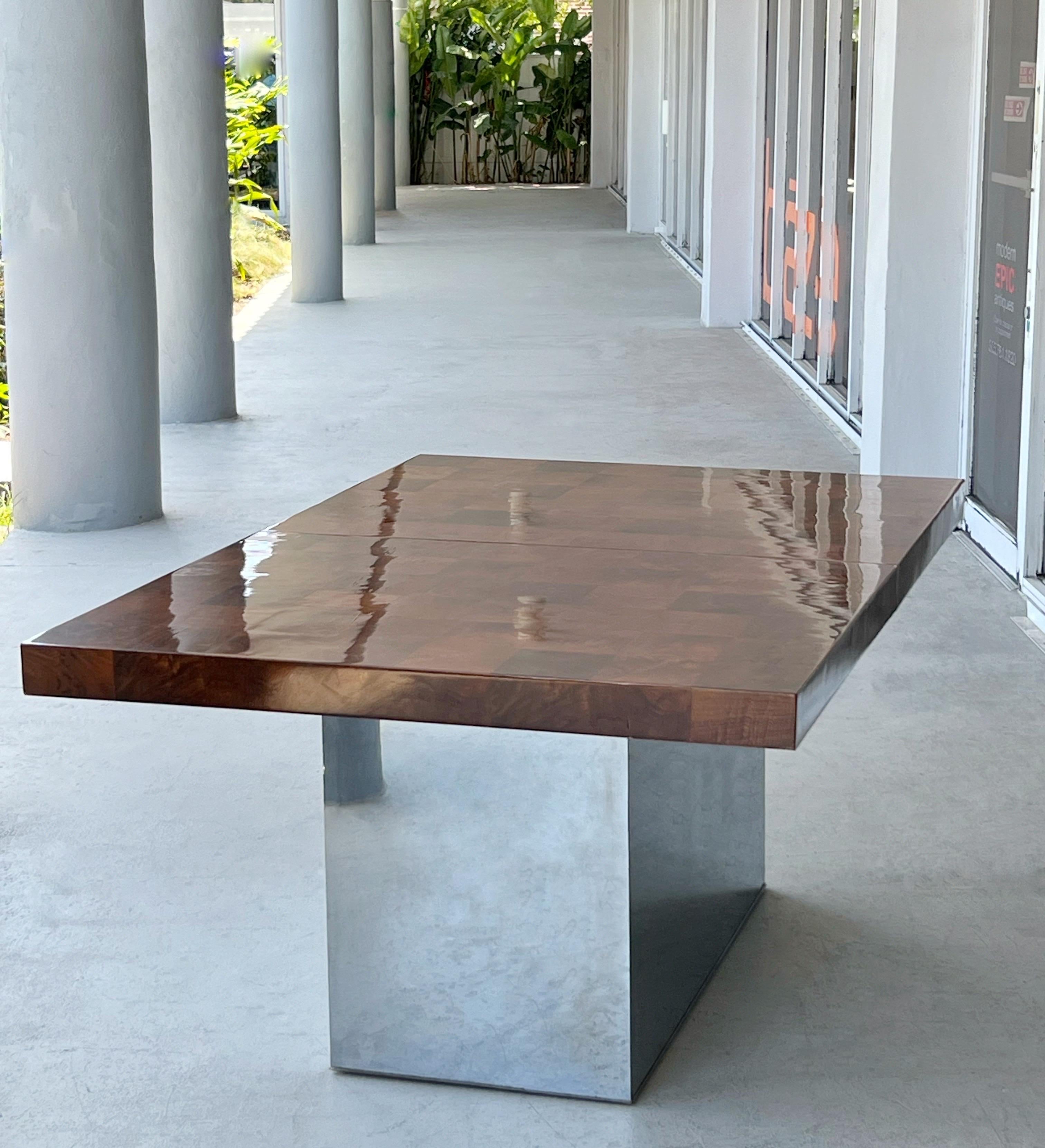 Late 20th Century Milo Baughman Chrome and Rosewood Dining Table 