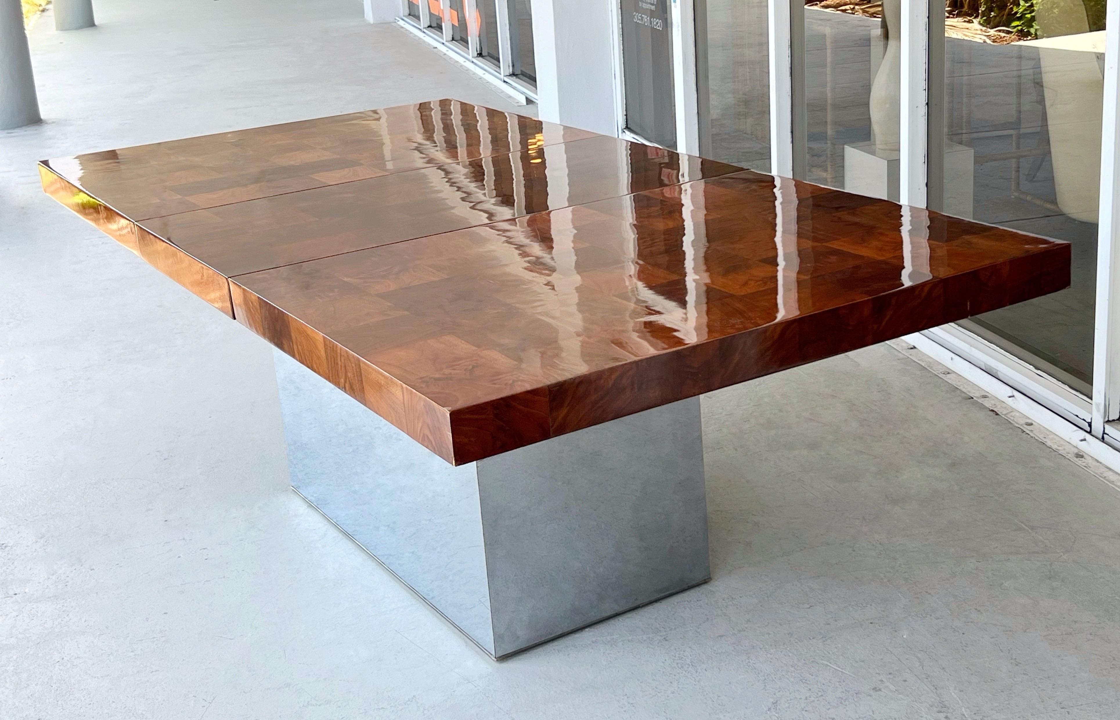 Milo Baughman Chrome and Rosewood Dining Table  3