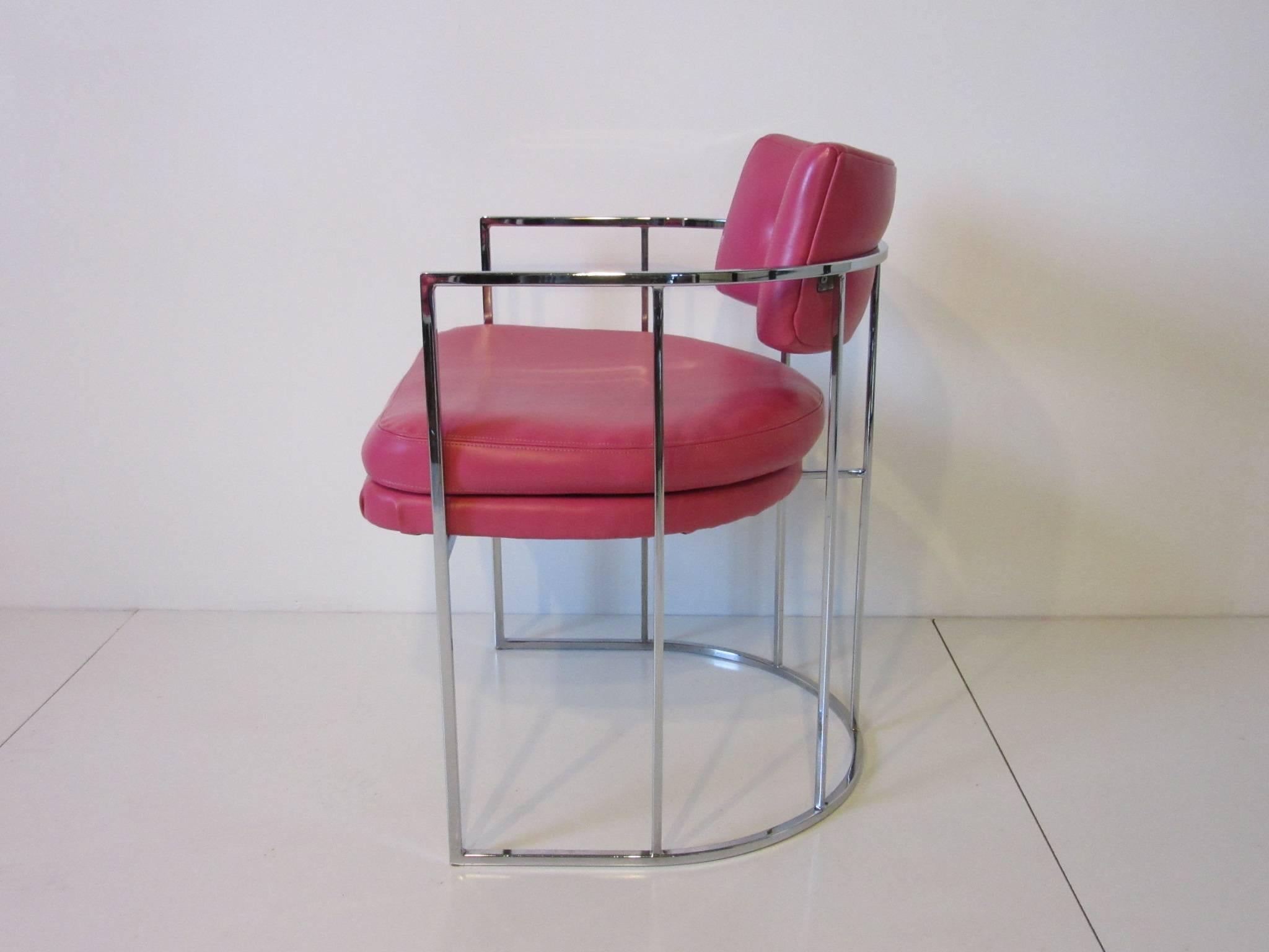 Modern Milo Baughman Chrome and Upholstered Chairs