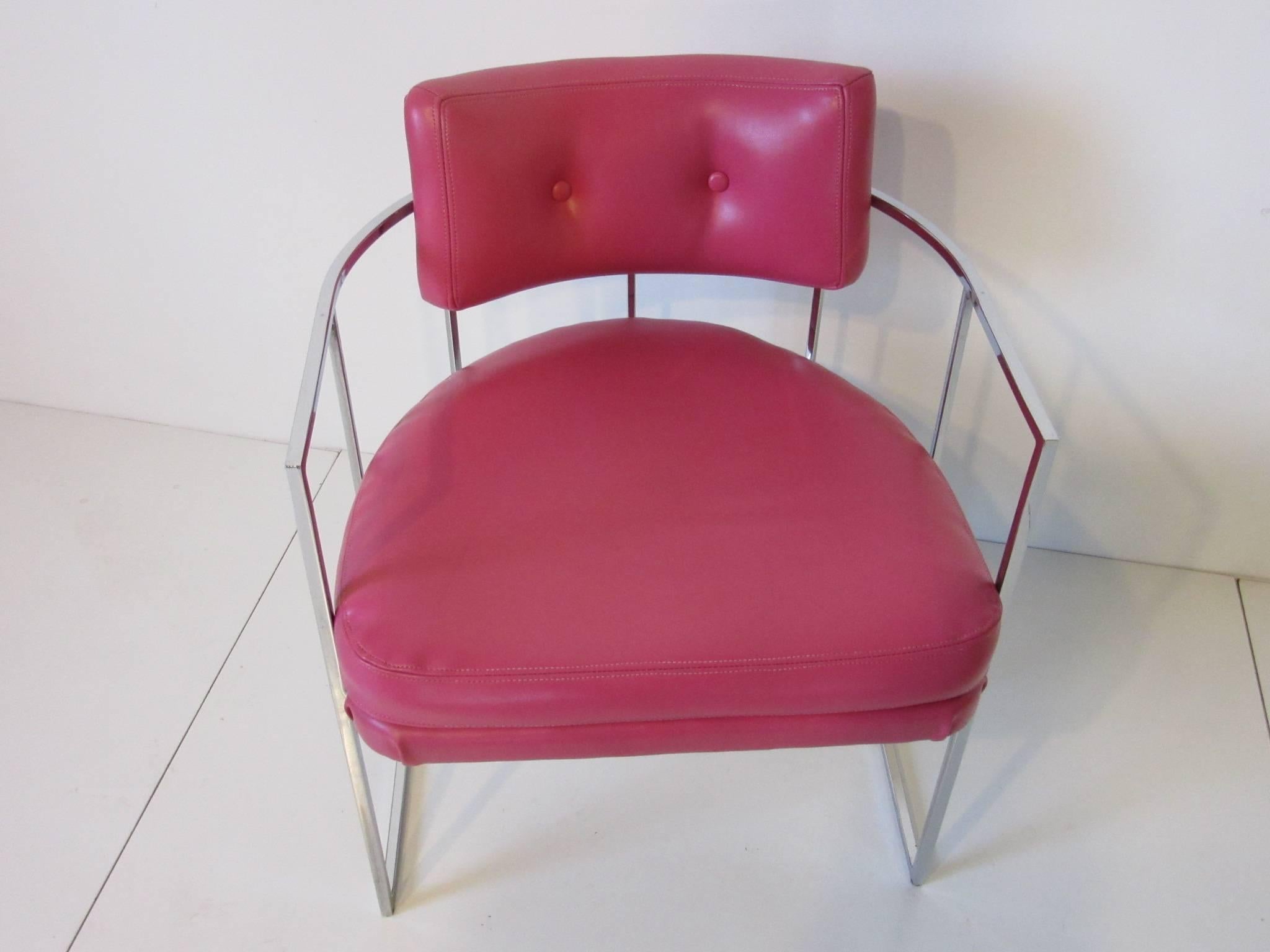 Milo Baughman Chrome and Upholstered Chairs In Excellent Condition In Cincinnati, OH