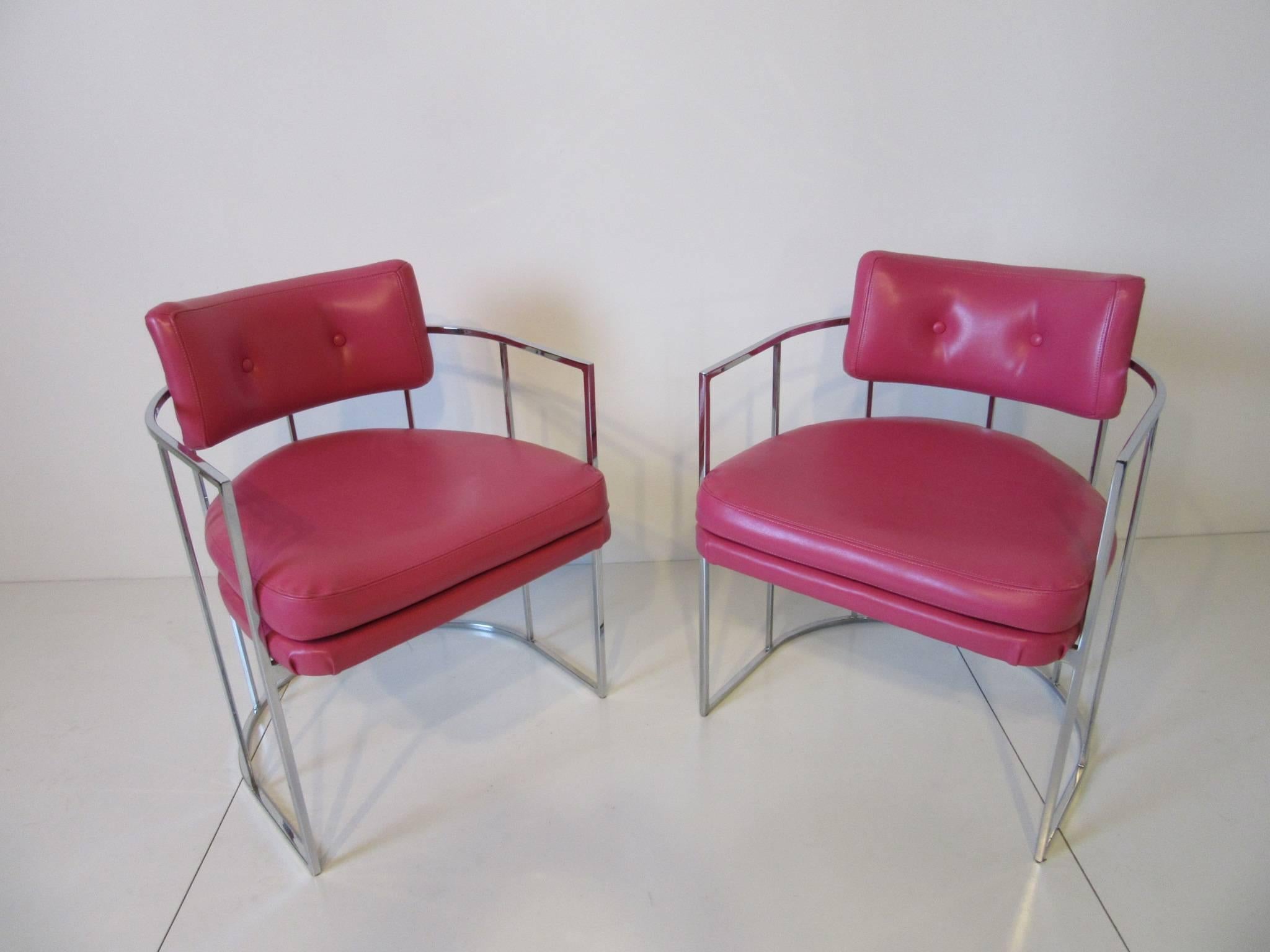 20th Century Milo Baughman Chrome and Upholstered Chairs