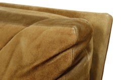 Milo Baughman Chrome Armchair in Original Tan Suede