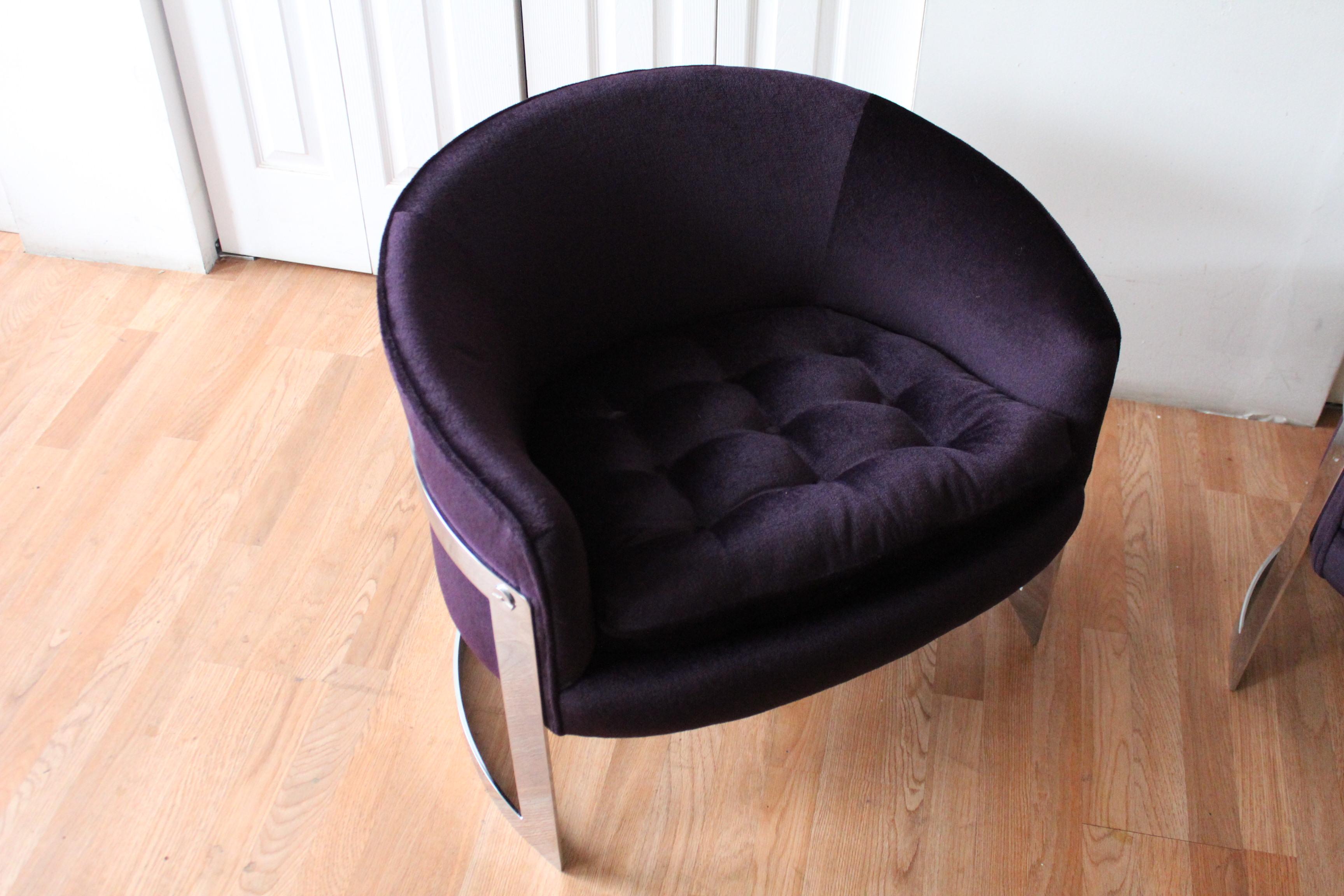 Flair Chrome and Mohair Designer Lounge Chairs For Sale 4
