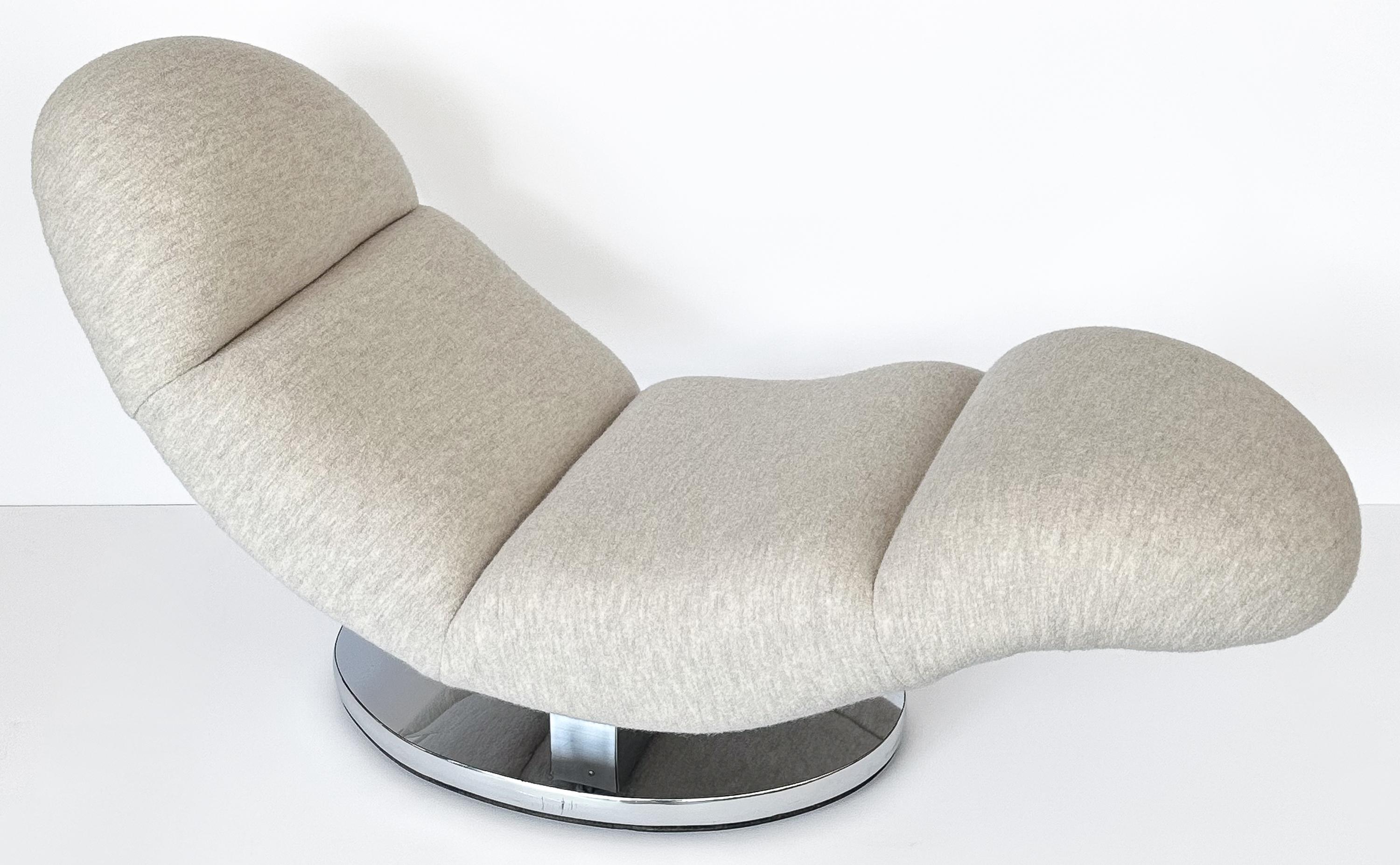 Milo Baughman Chrome Base Rocking Wave Chaise 1
