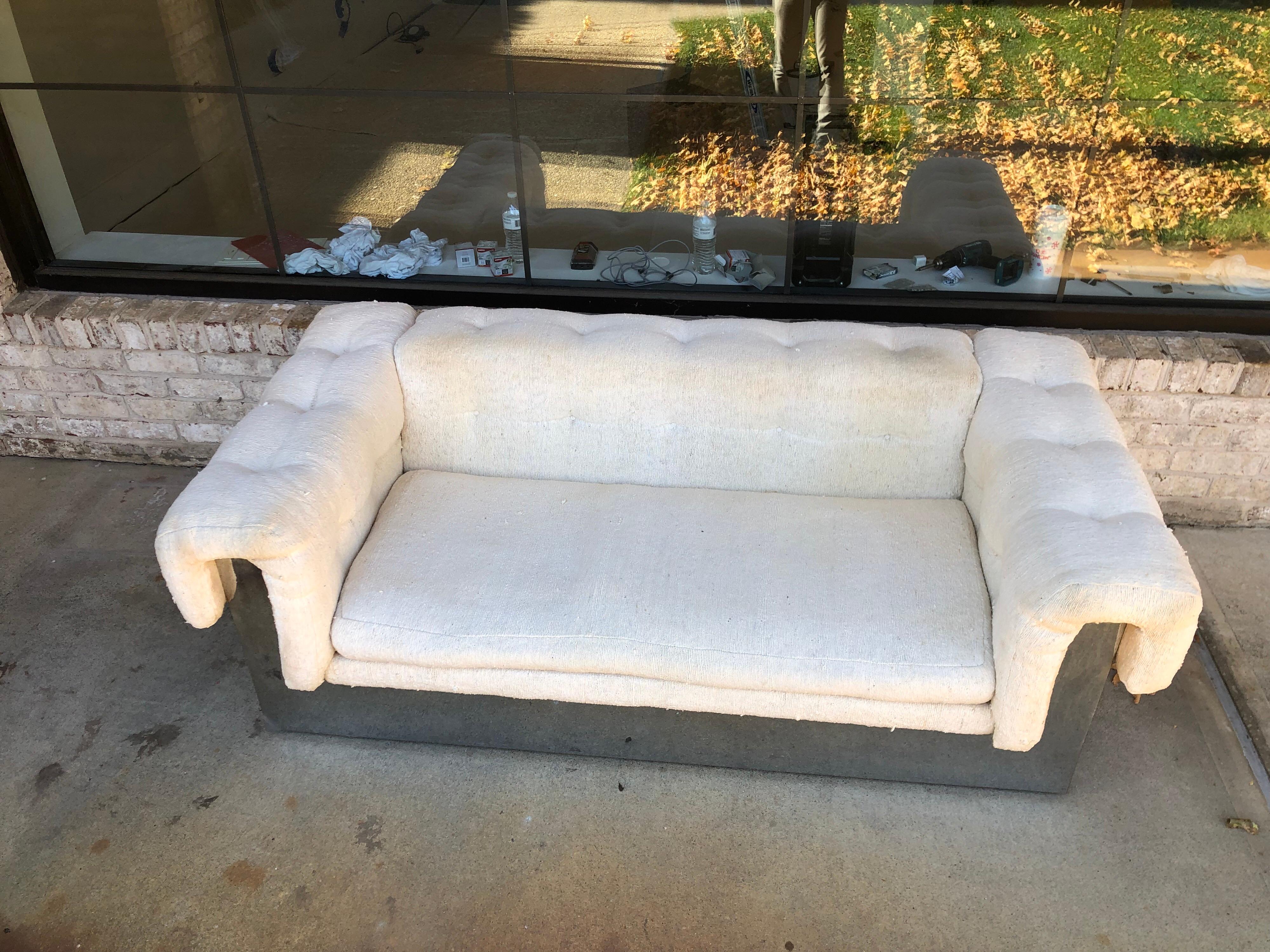 Milo Baughman Chrome Based Small Sofa In Good Condition For Sale In East Hampton, NY