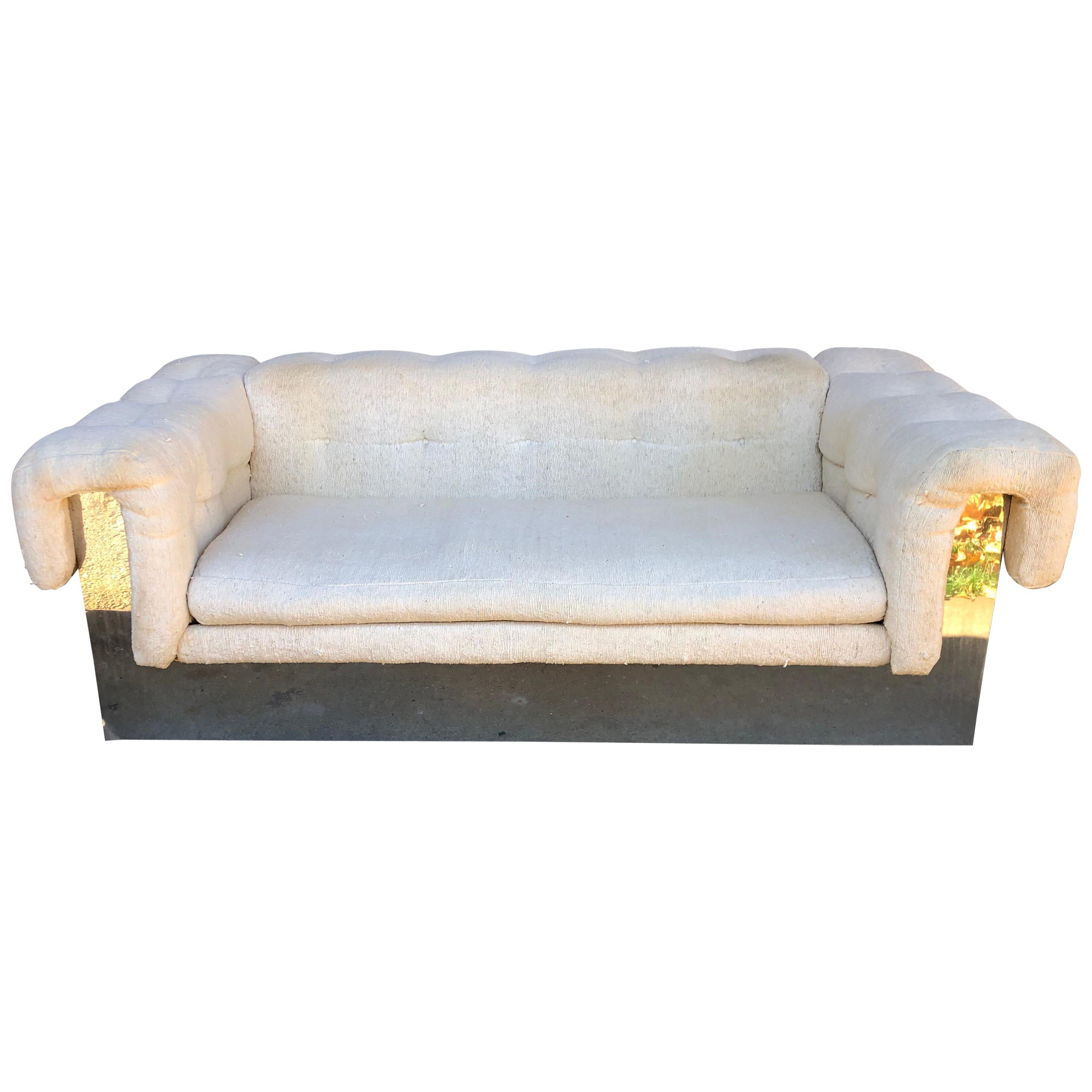 Milo Baughman Chrome Based Small Sofa For Sale