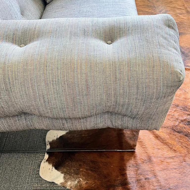 Milo Baughman for Thayer Coggin Chrome Case Tufted Sofa For Sale 3