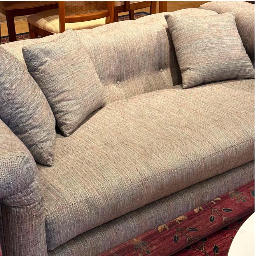 Mid-Century Modern Milo Baughman for Thayer Coggin Chrome Case Tufted Sofa For Sale