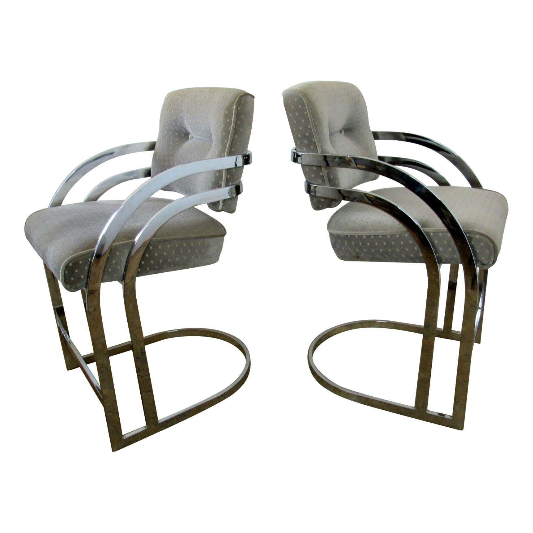 20th Century Chrome Counter Height Stools in the Style of Arthur Umanoff For Sale