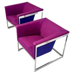 Chaises cubiques chromées Milo Baughman, 1960