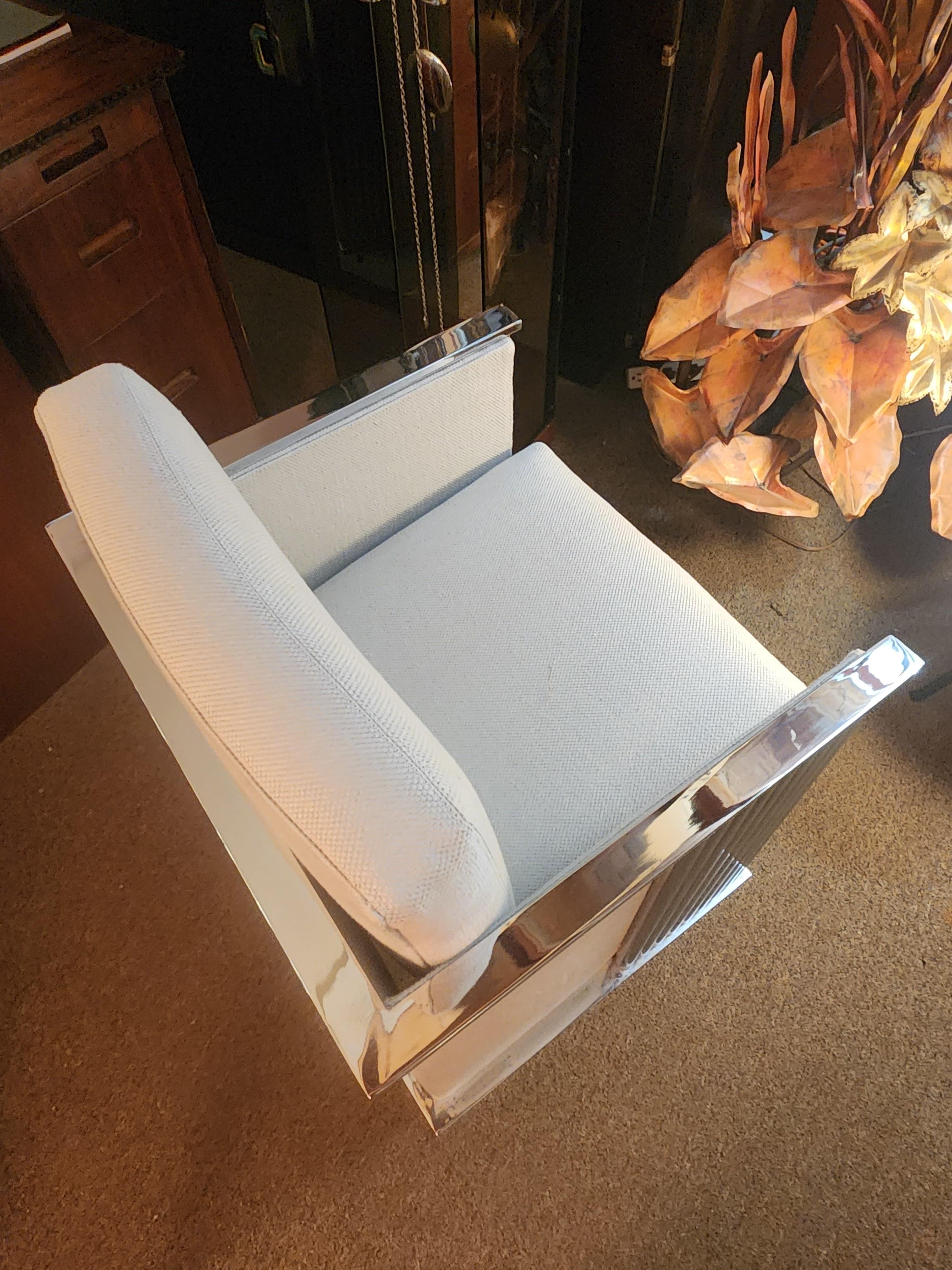 Silla de salón cúbica cromada Milo Baughman Thayer Coggin Años 1970 en venta 3