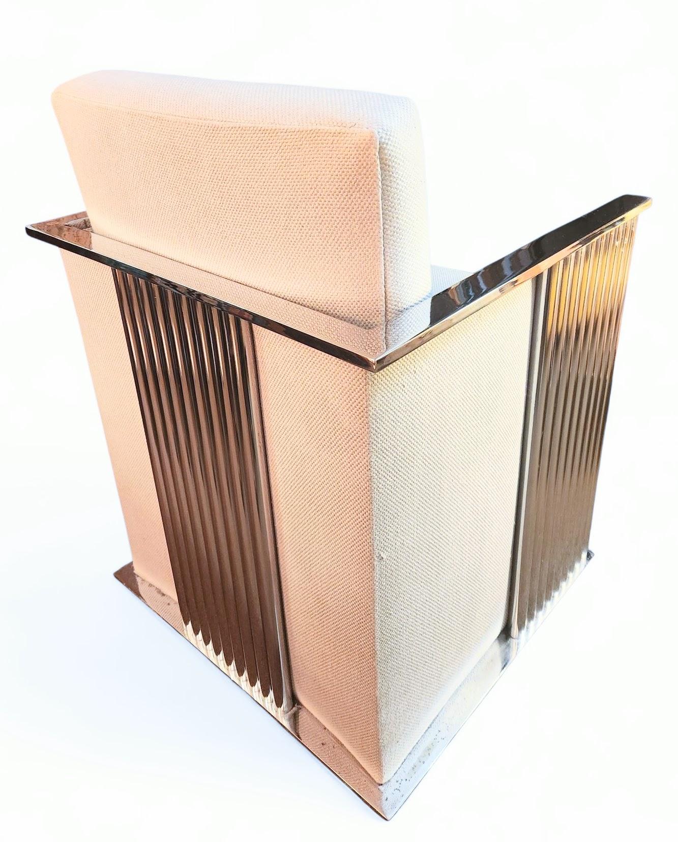 Silla de salón cúbica cromada Milo Baughman Thayer Coggin Años 1970 Estadounidense en venta