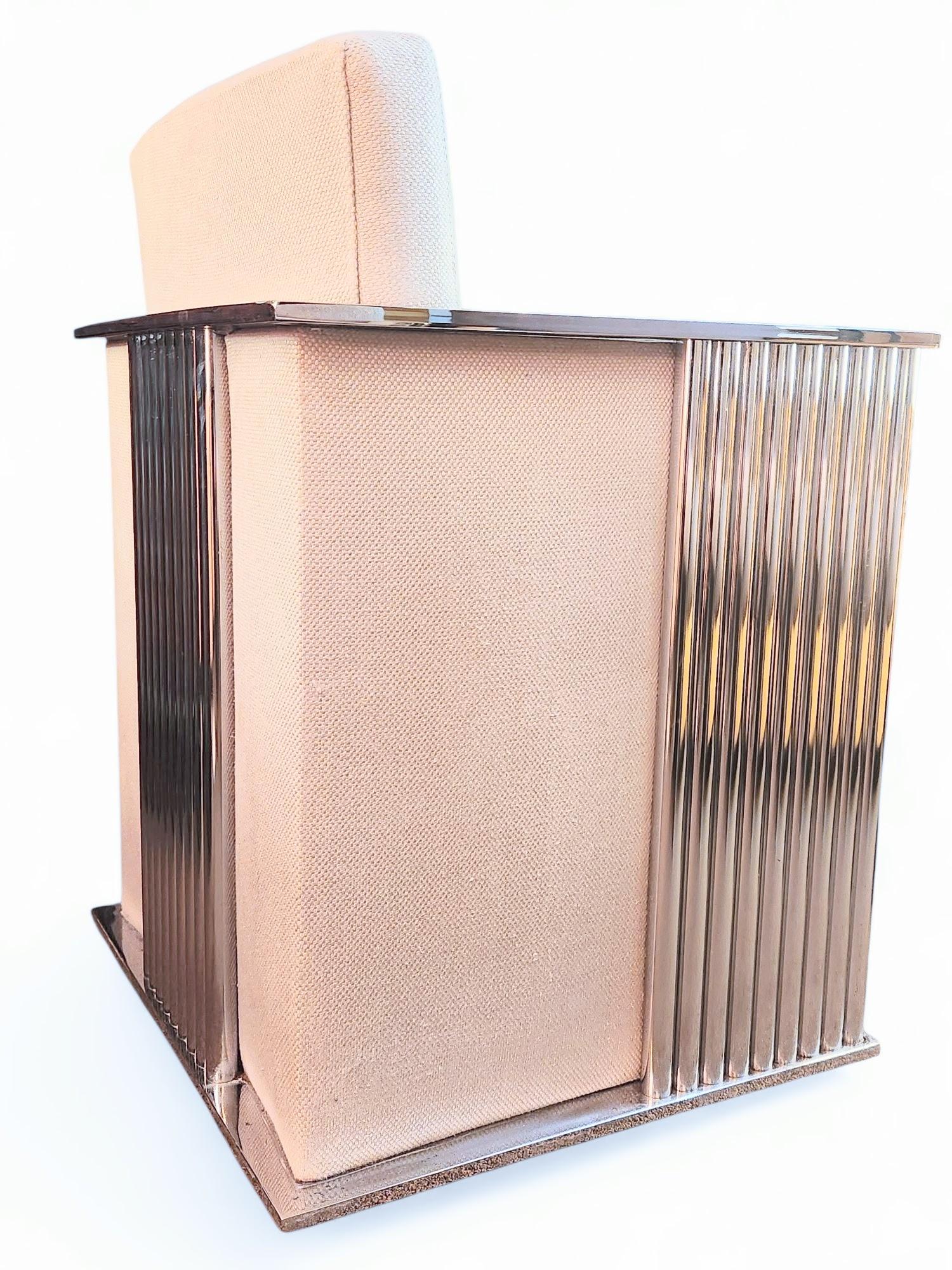 Silla de salón cúbica cromada Milo Baughman Thayer Coggin Años 1970 en Bueno estado para la venta en Camden, ME