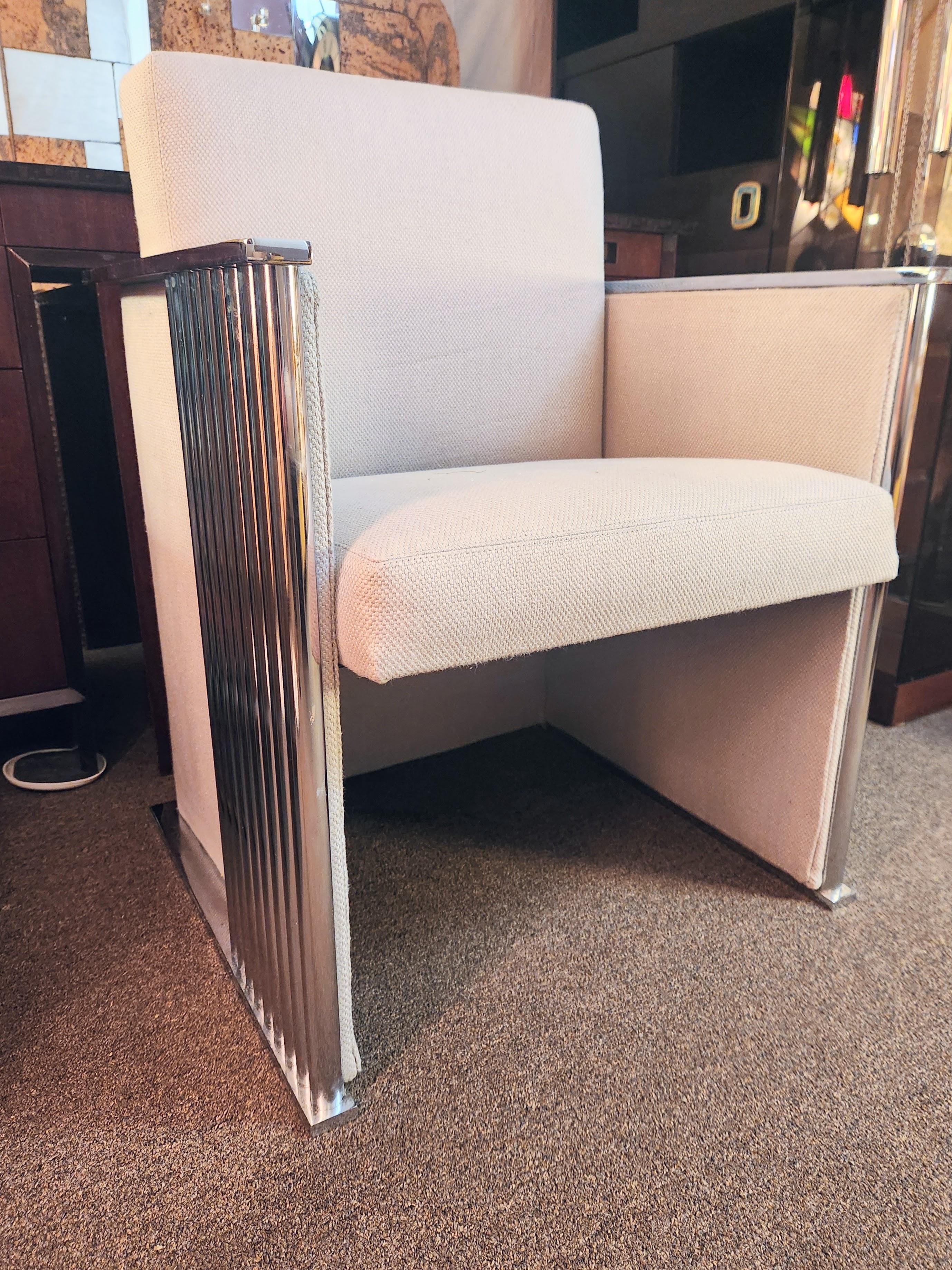 Silla de salón cúbica cromada Milo Baughman Thayer Coggin Años 1970 siglo XX en venta