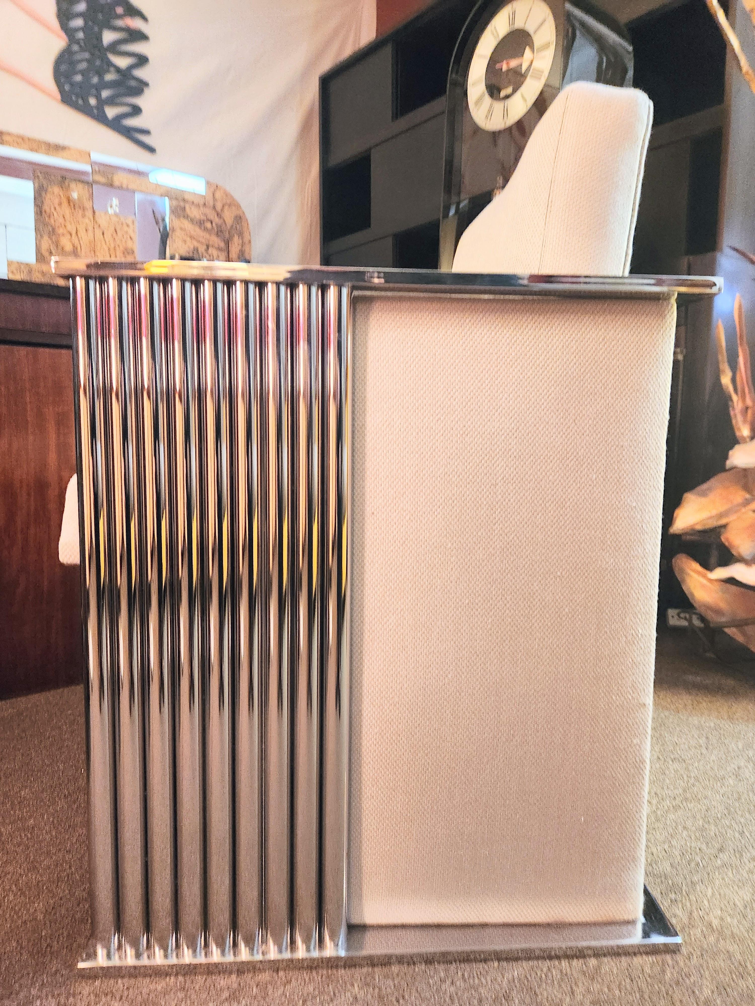 Silla de salón cúbica cromada Milo Baughman Thayer Coggin Años 1970 Acero en venta