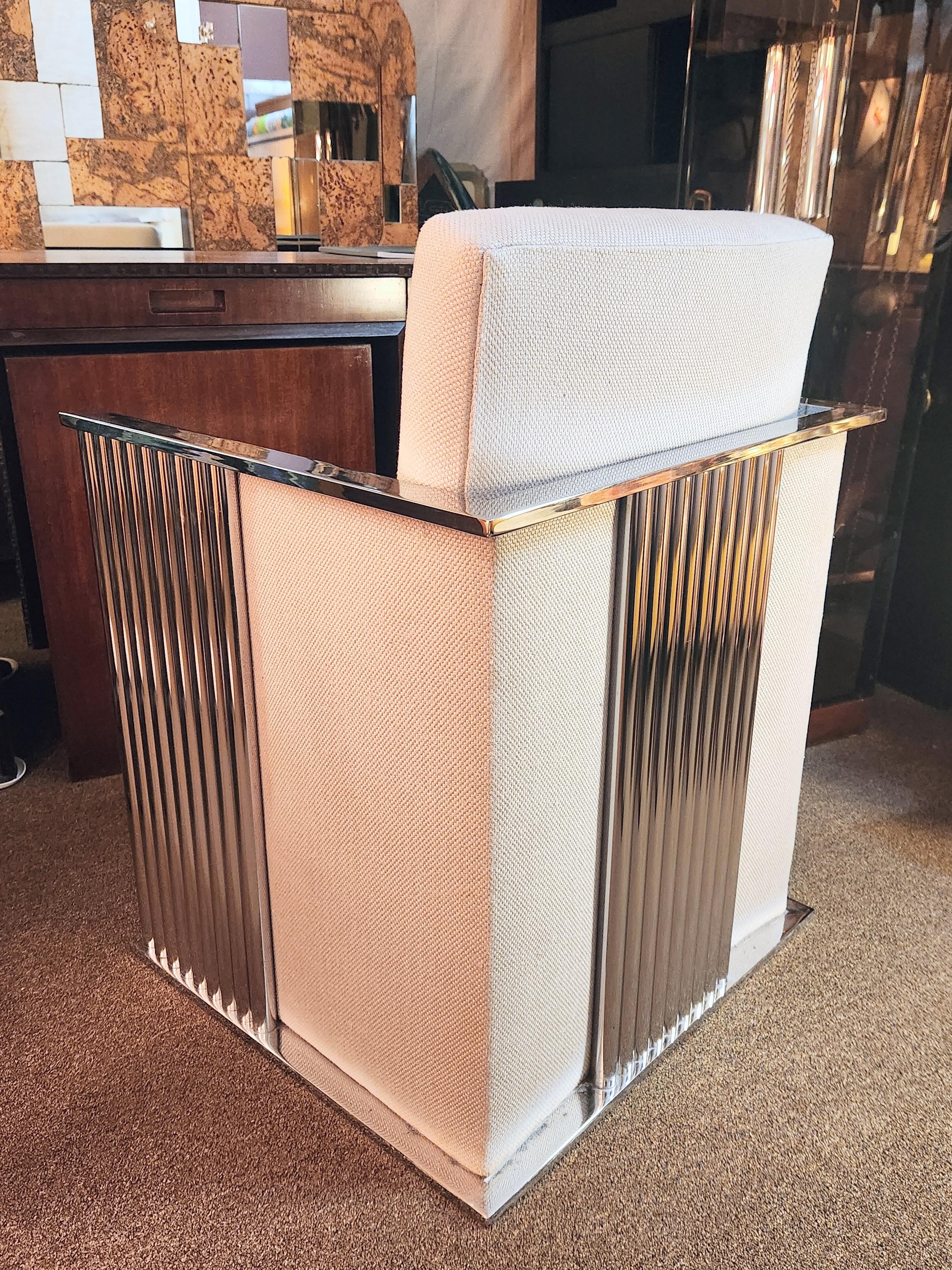Silla de salón cúbica cromada Milo Baughman Thayer Coggin Años 1970 en venta 1