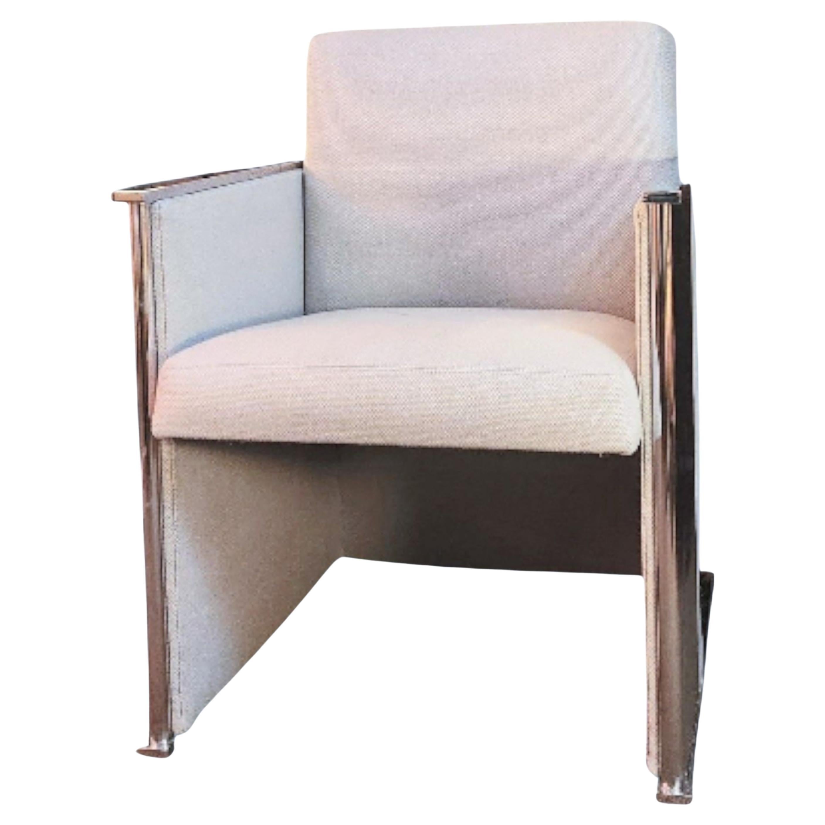 Fauteuil de salon cubique chromé Milo Baughman Thayer Coggin 1970