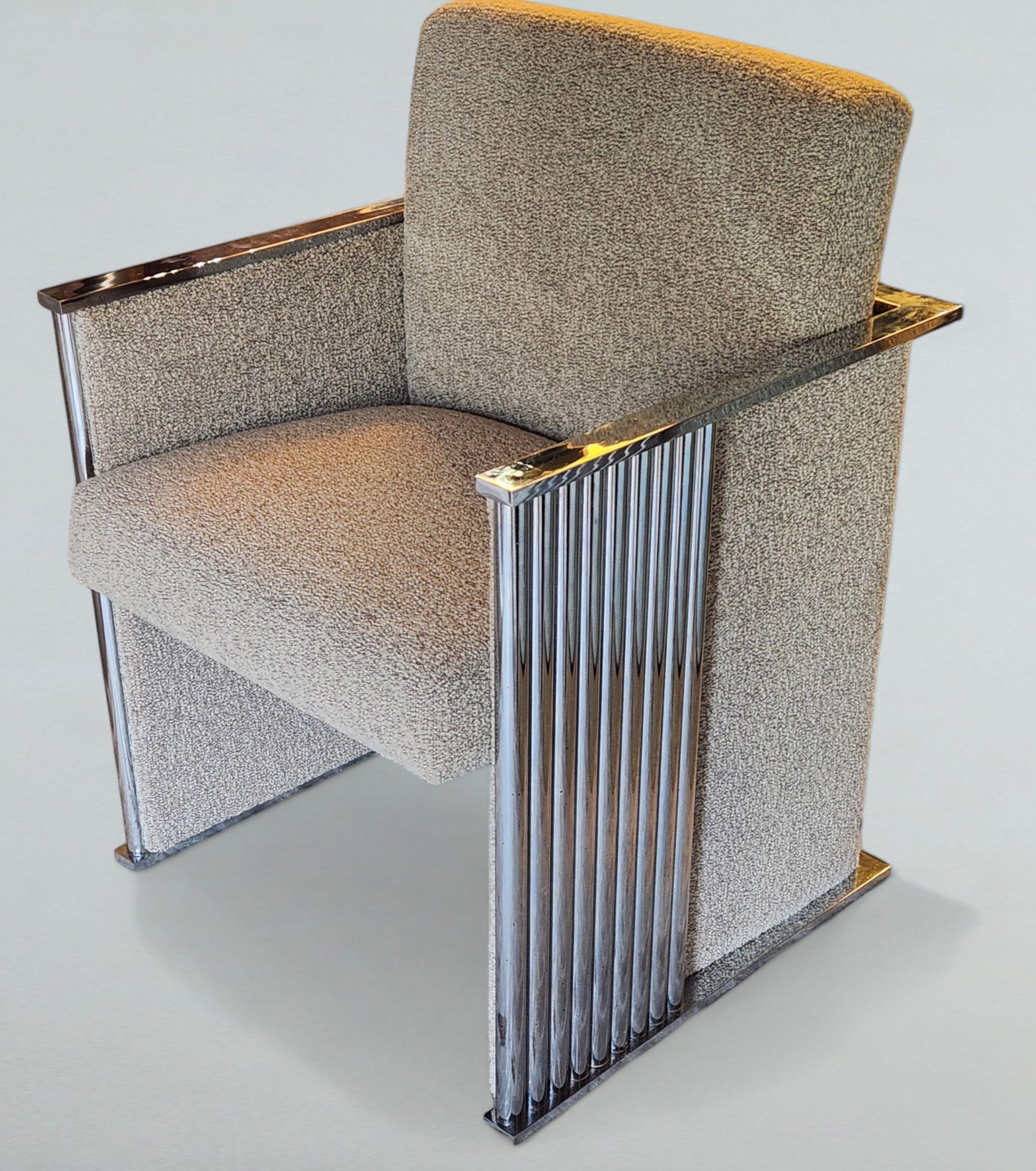 Hand-Crafted Milo Baughman Chrome Cube Lounge Chair Thayer Coggin 1980s For Sale