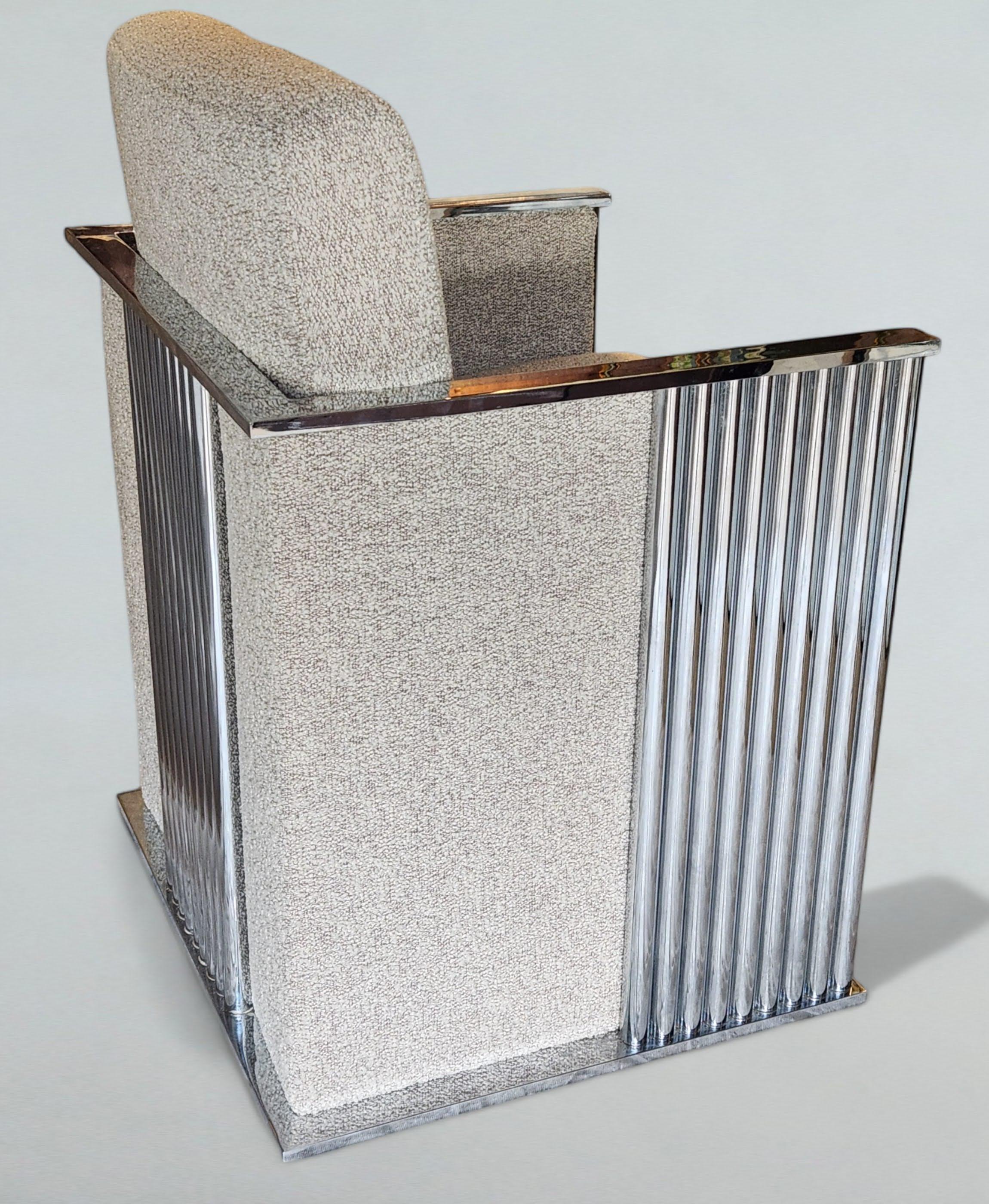 Acciaio inossidabile Milo Baughman Chrome Cube Lounge Chair Thayer Coggin anni '1970 in vendita