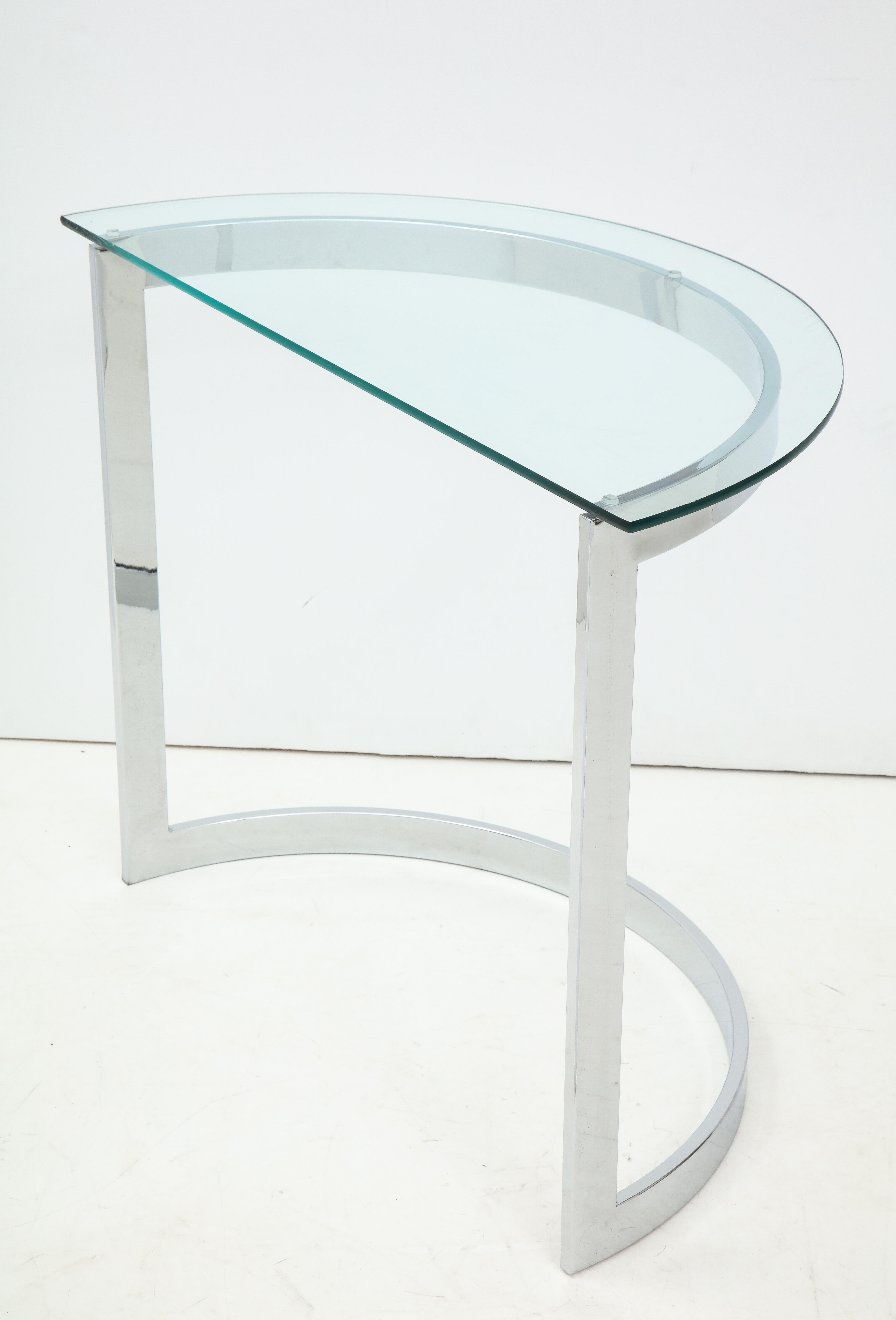 Chrome Demilune Console Table In Excellent Condition In New York, NY