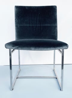 Milo Baughman style Chrome Desk Chair in Cowtan & Tout Velvet