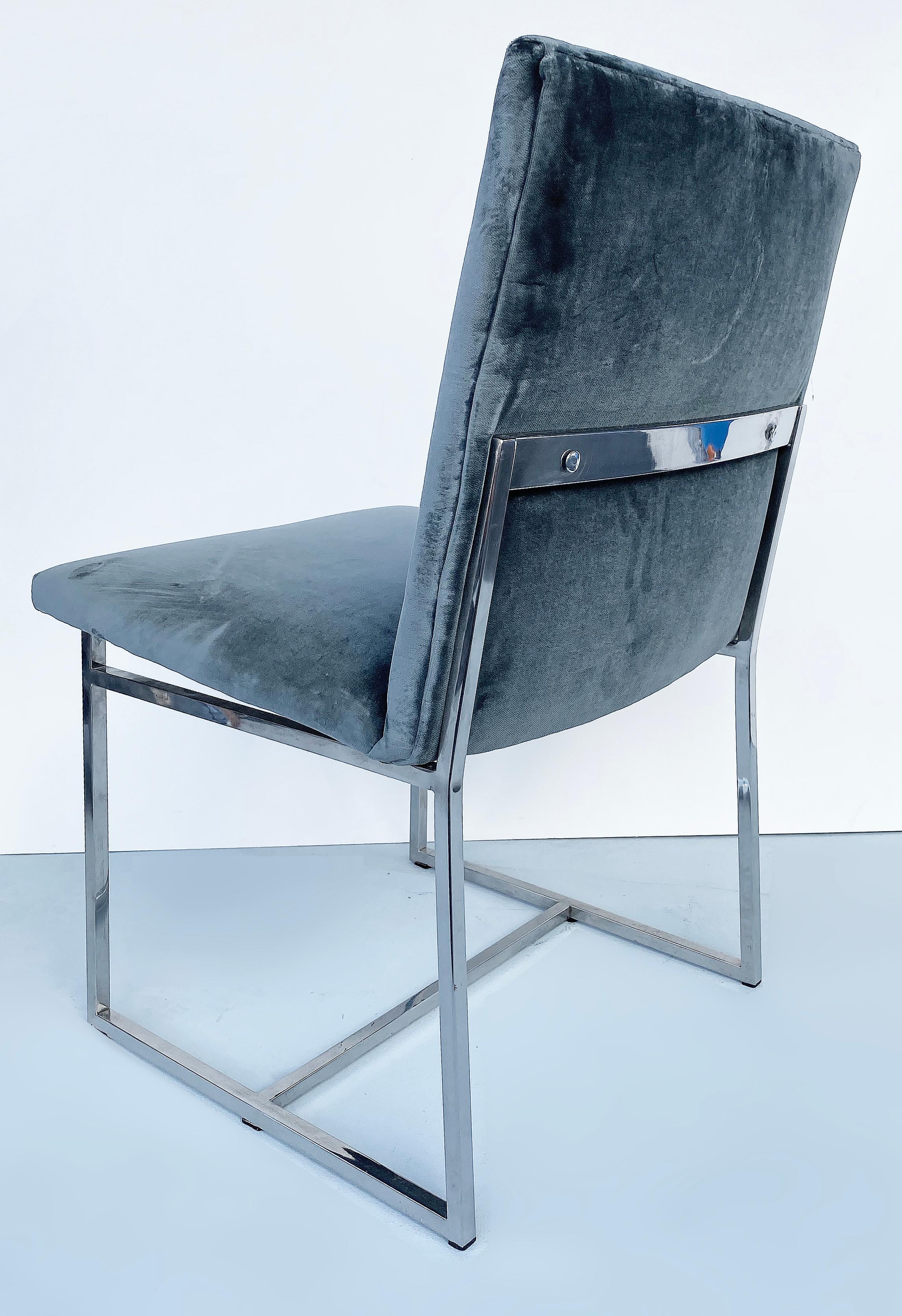 American Milo Baughman style Chrome Desk Chair in Cowtan & Tout Velvet For Sale