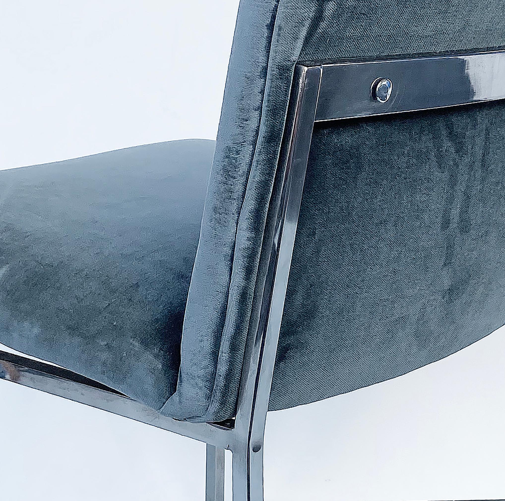 20th Century Milo Baughman style Chrome Desk Chair in Cowtan & Tout Velvet For Sale