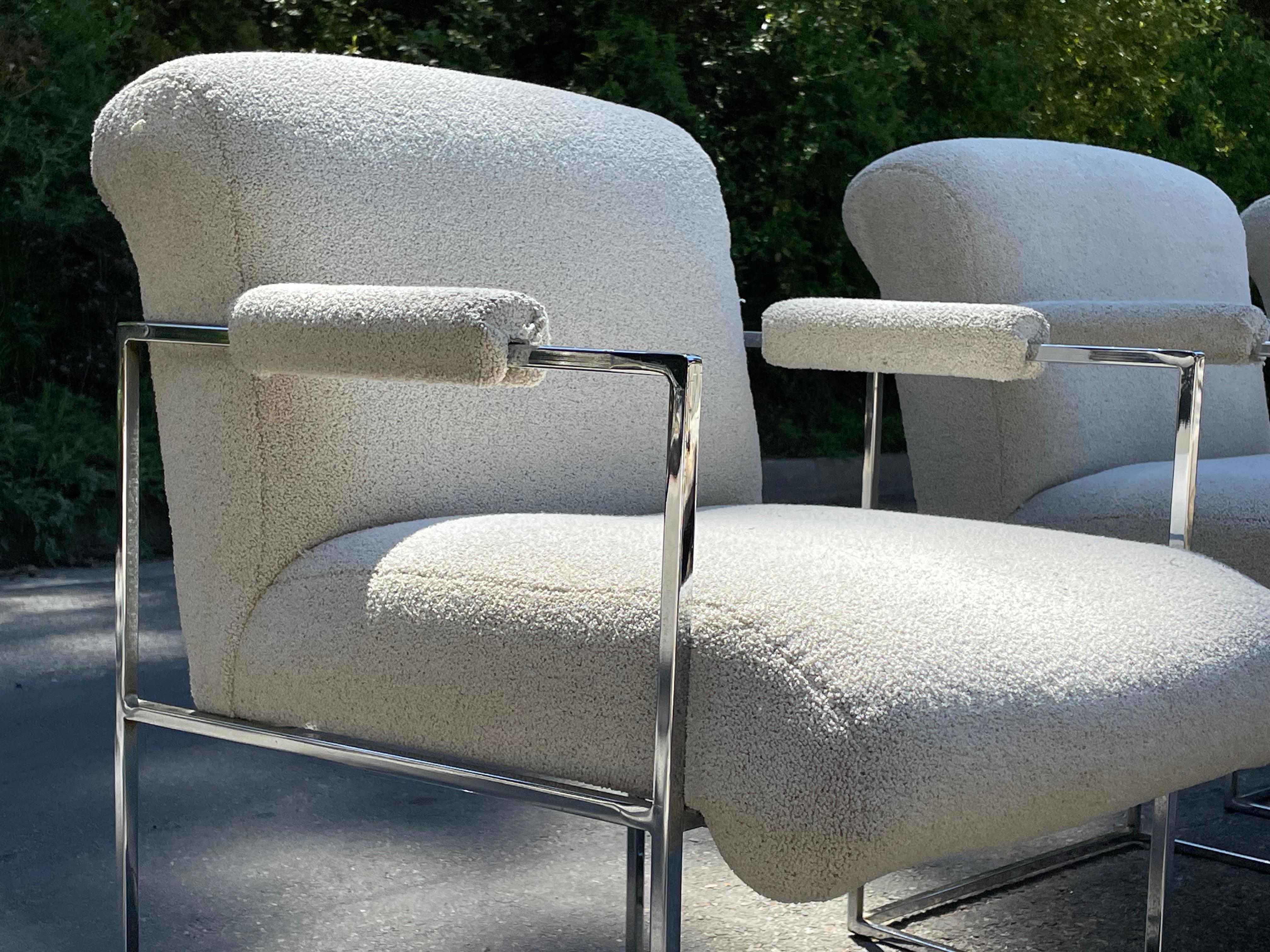Mid-Century Modern Milo Baughman Chrome Dining Arm Chairs for Thayer Coggin - Set of 4 For Sale