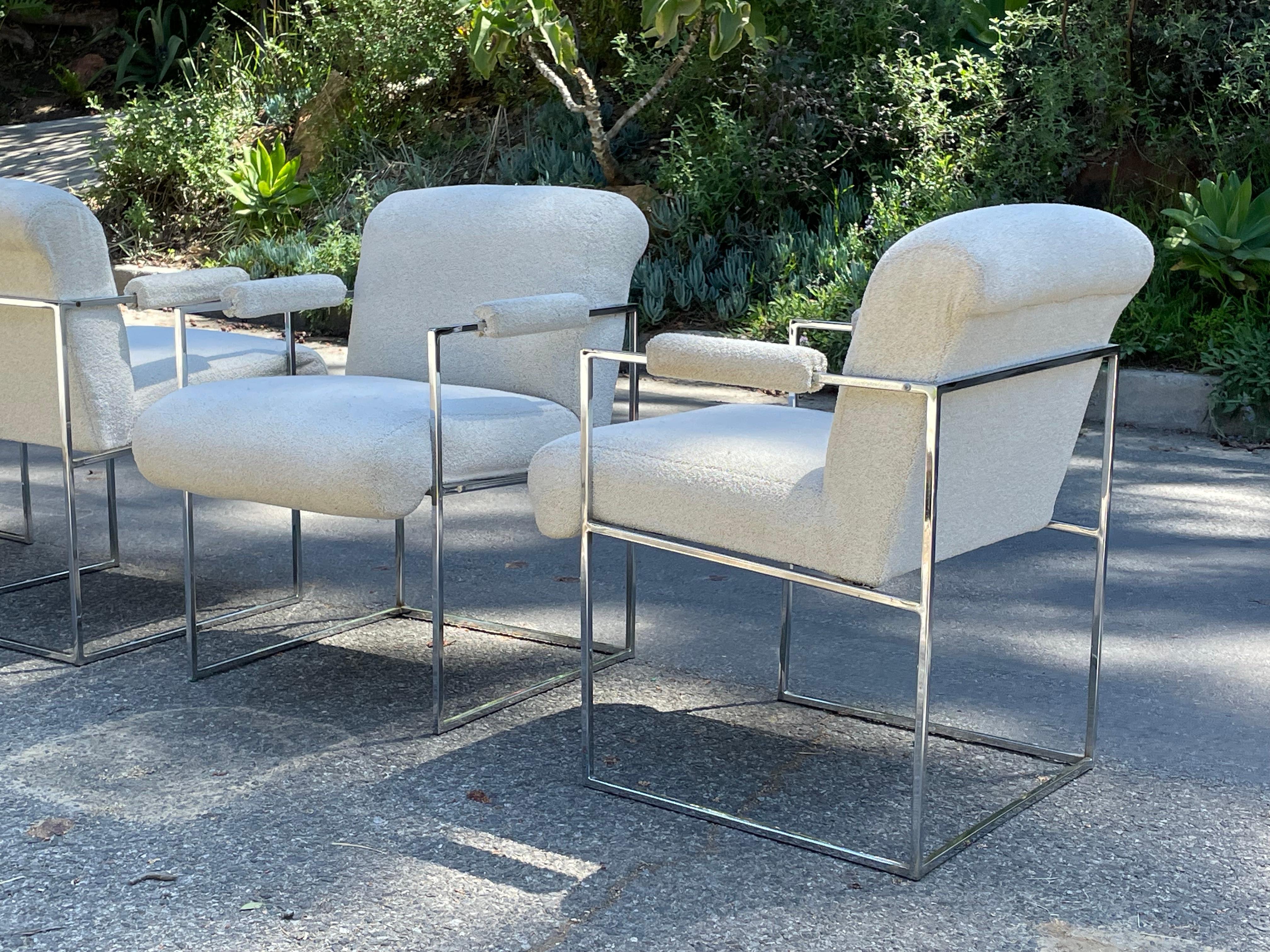 Milo Baughman Chrome Dining Arm Chairs for Thayer Coggin - Set of 4 For Sale 1