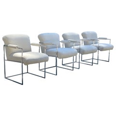 Milo Baughman Chrome Dining Arm Chairs for Thayer Coggin - Set of 4