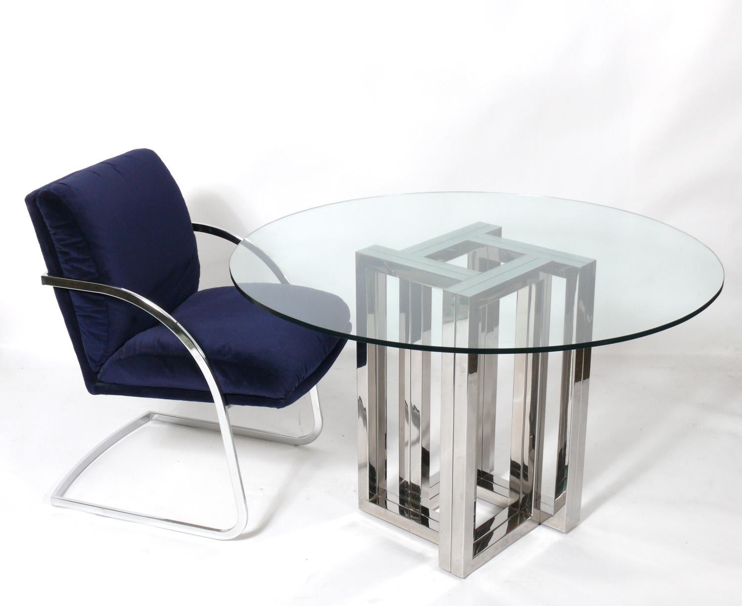 Plated Milo Baughman Chrome Dining Chairs