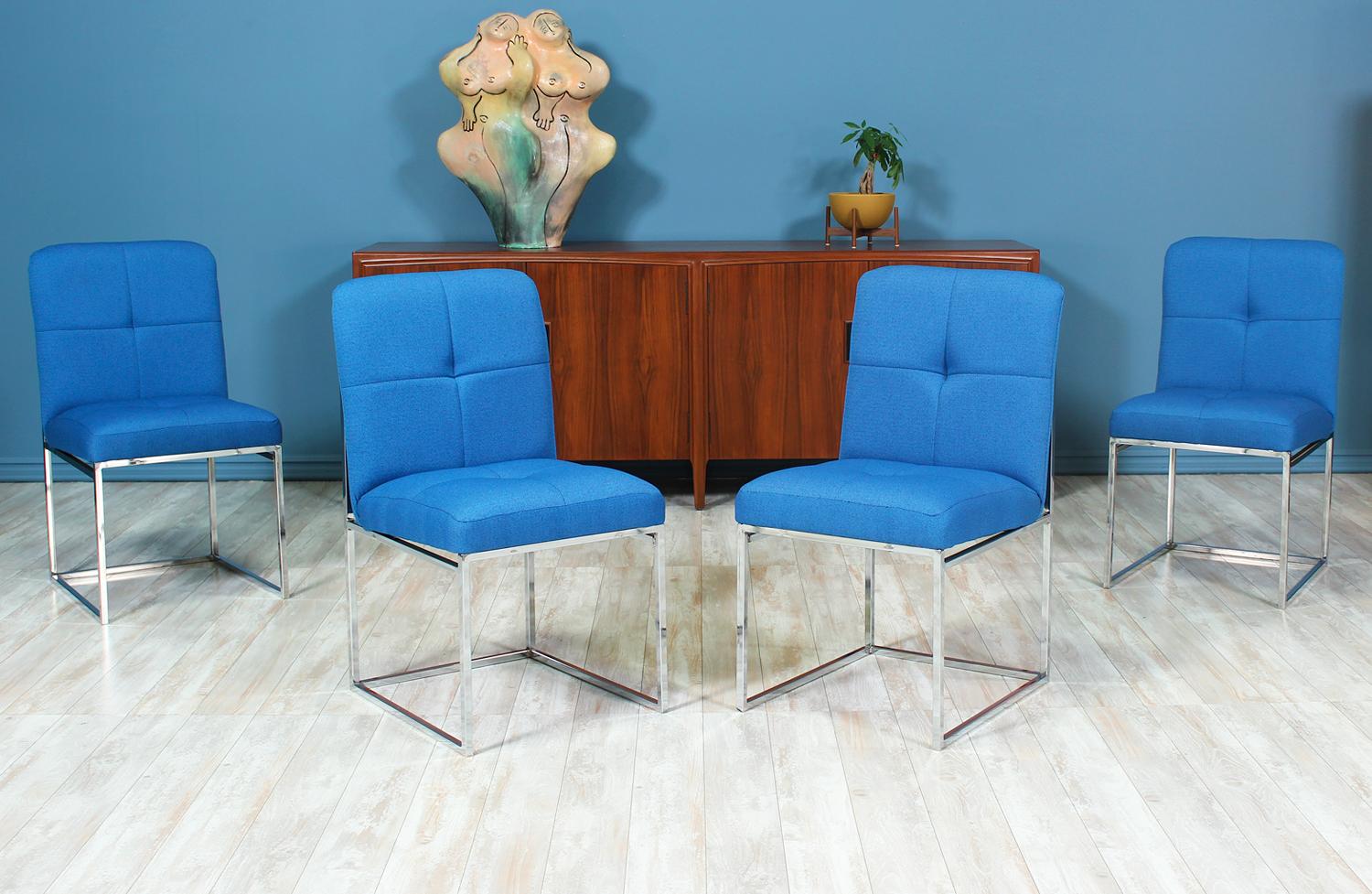 Mid-Century Modern Milo Baughman Chrome Dining Chairs for Thayer Coggin