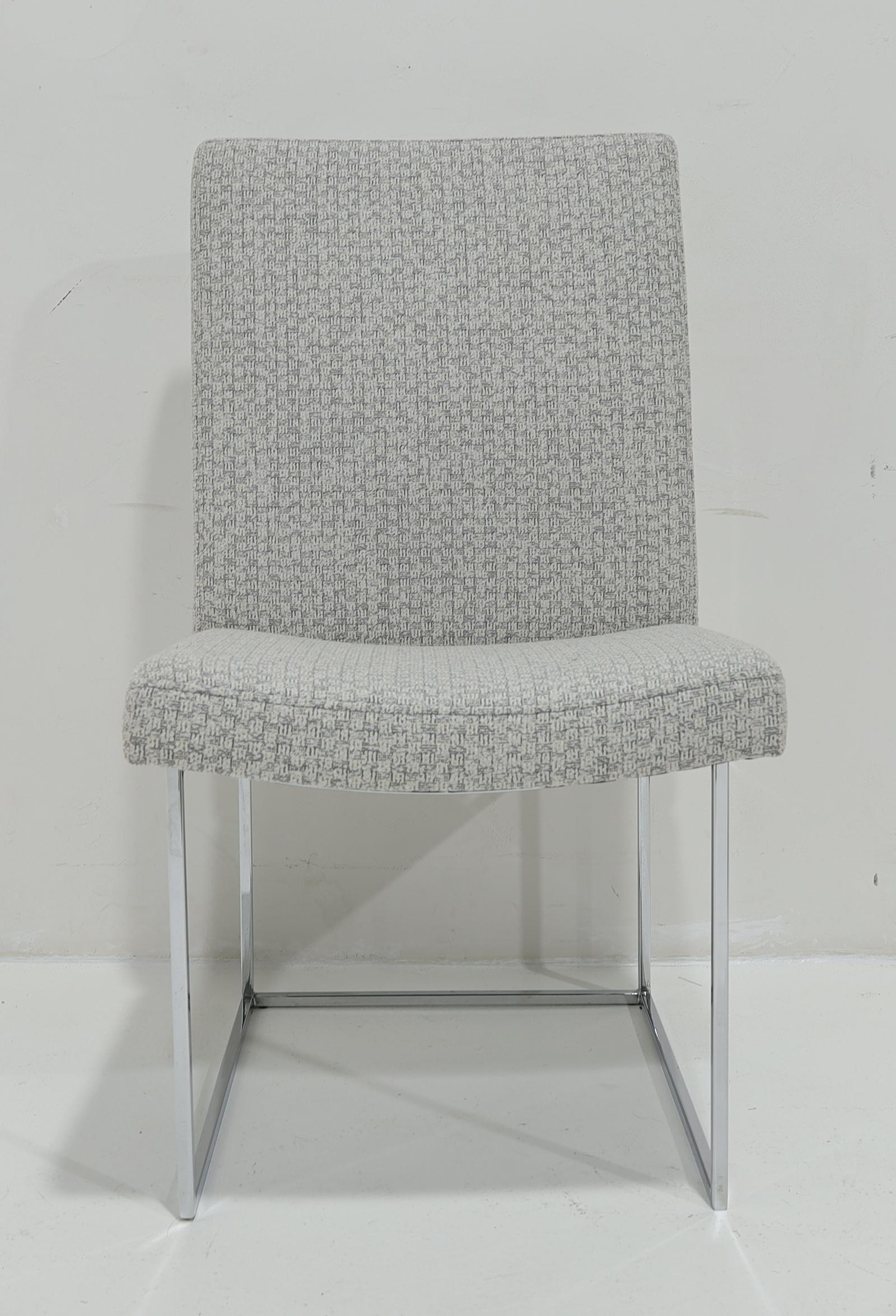 Milo Baughman Chrome Dining Chairs in Holly Hunt Wool For Sale 4