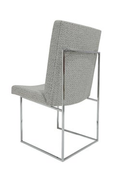 Milo Baughman Chrome Dining Chairs in Holly Hunt Wool