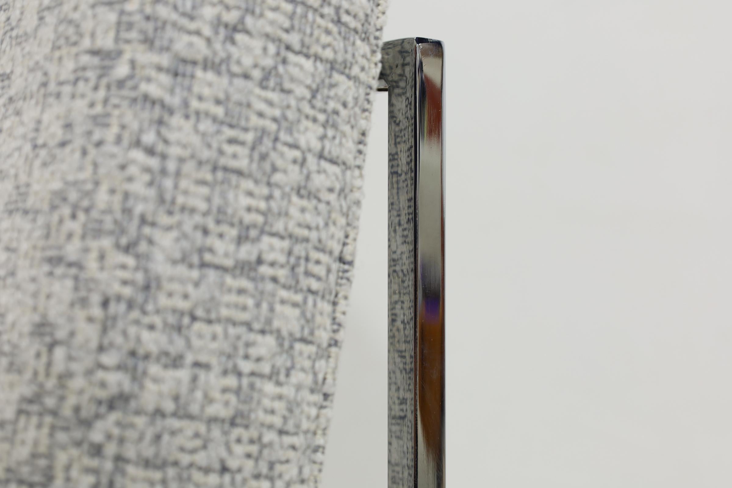 North American Milo Baughman Chrome Dining Chairs in Holly Hunt Wool For Sale