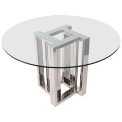 Retro Milo Baughman Style Chrome Dining Table