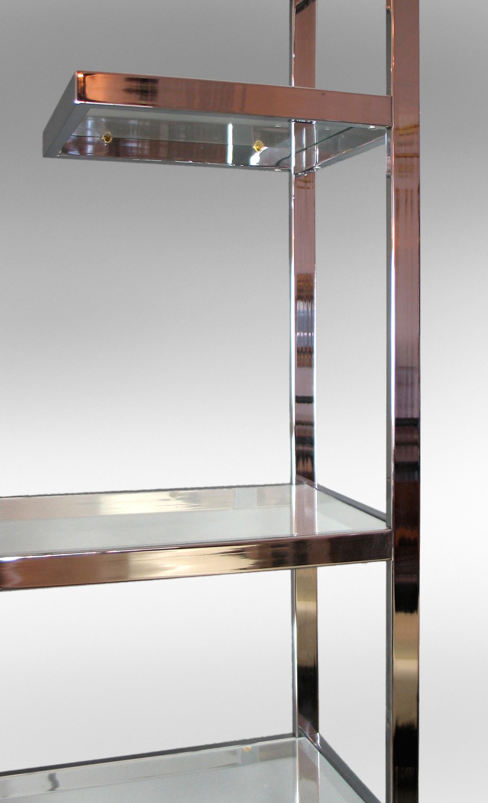 Mid-Century Modern Milo Baughman, Chrome Etagere with Glass Shelves