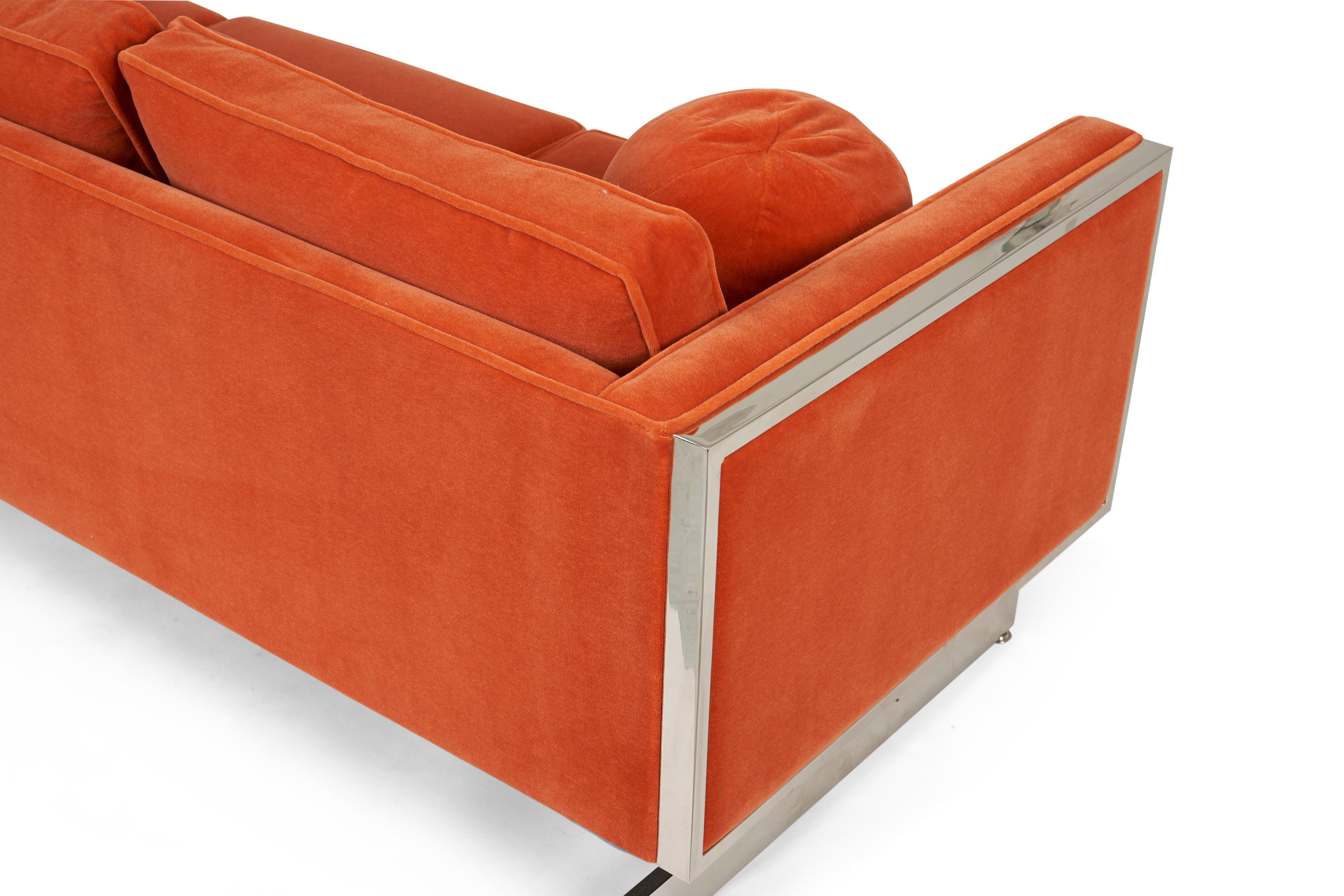 Mid-Century Modern Milo Baughman Chrome Frame Sofa