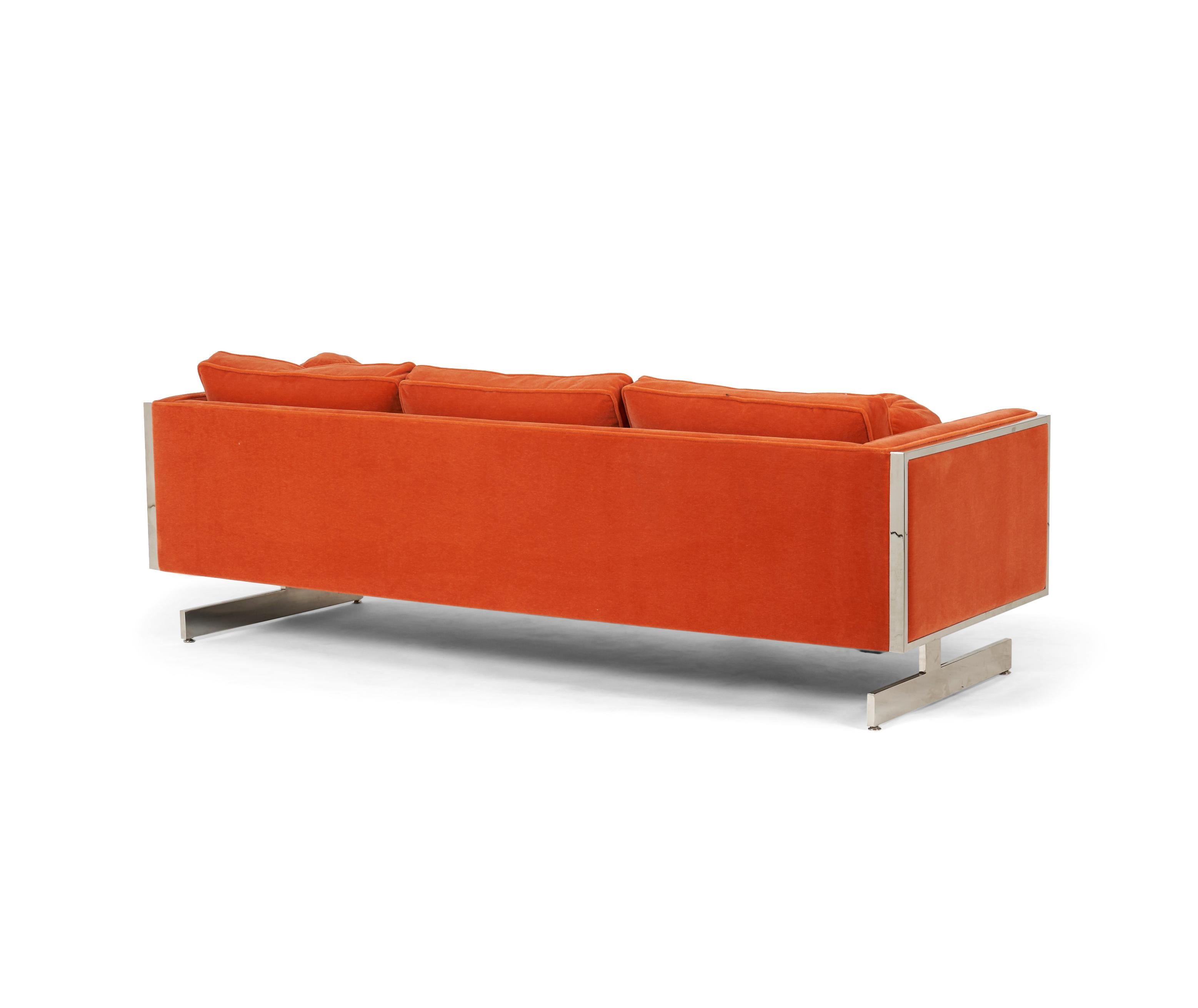 Milo Baughman Chrome Frame Sofa In Excellent Condition In Chicago, IL