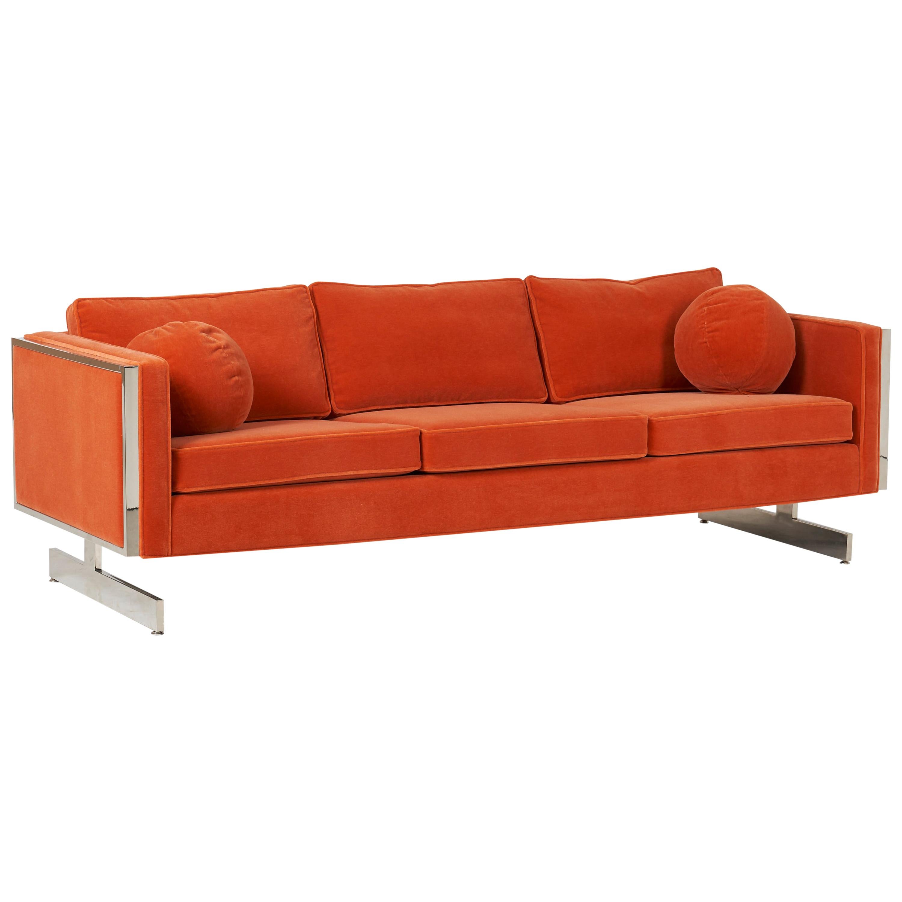 Milo Baughman Chrome Frame Sofa